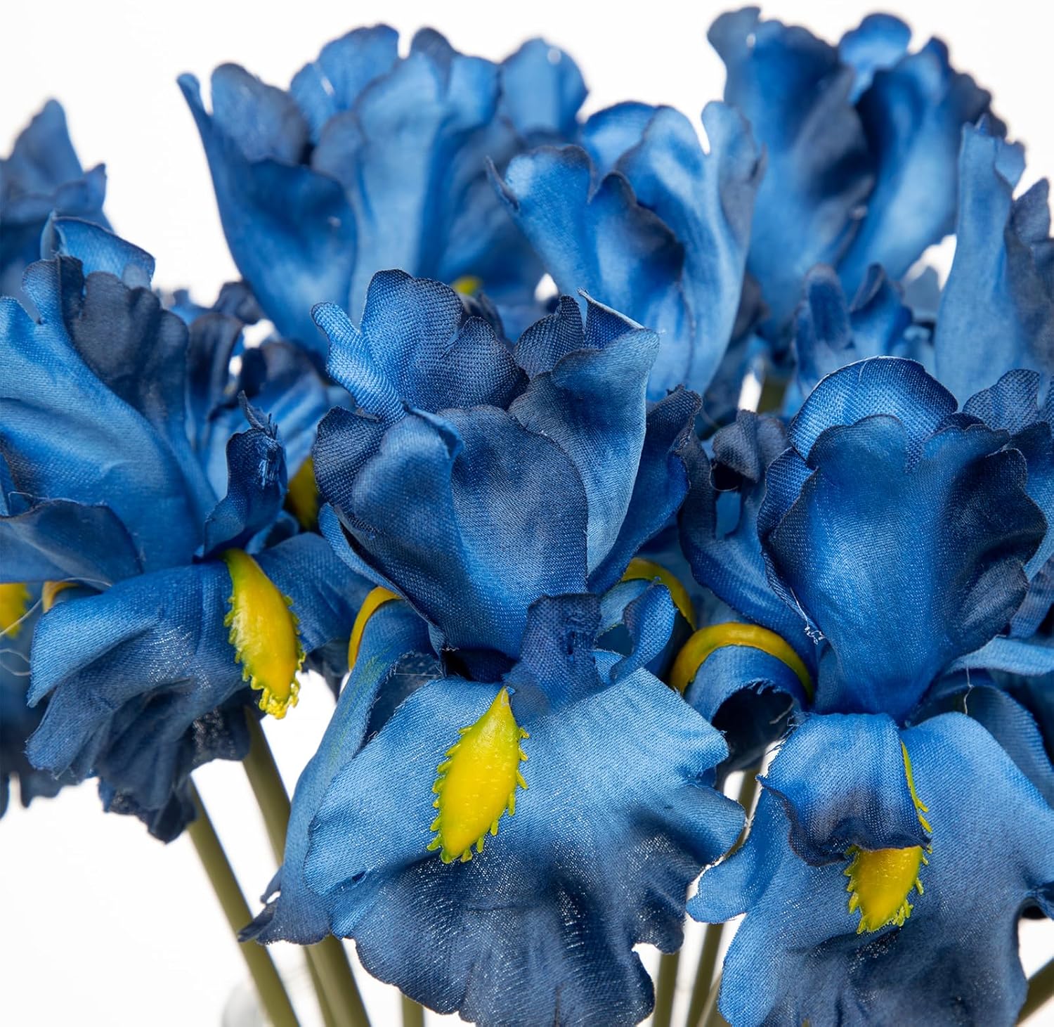 Hollyone Iris Artificial Flowers 15Pcs Blue 142 Inch Real Touch Bouquet