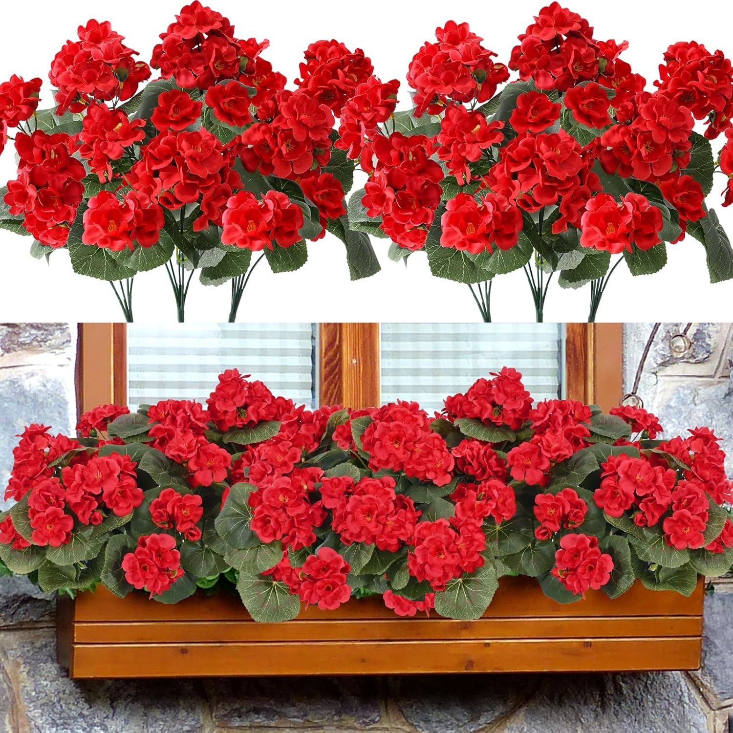 Waipfaru 8Pcs Artificial Geraniums for Outdoor Decor