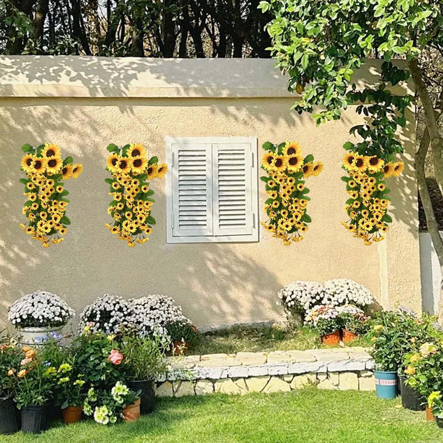 Daily Treasures 2PCS Artificial Hanging Yellow Sunflowers