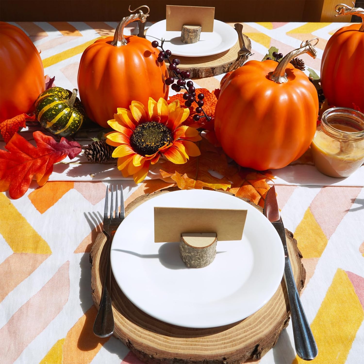 Winlyn 4 Pcs Artificial Orange Pumpkins Fall Decor