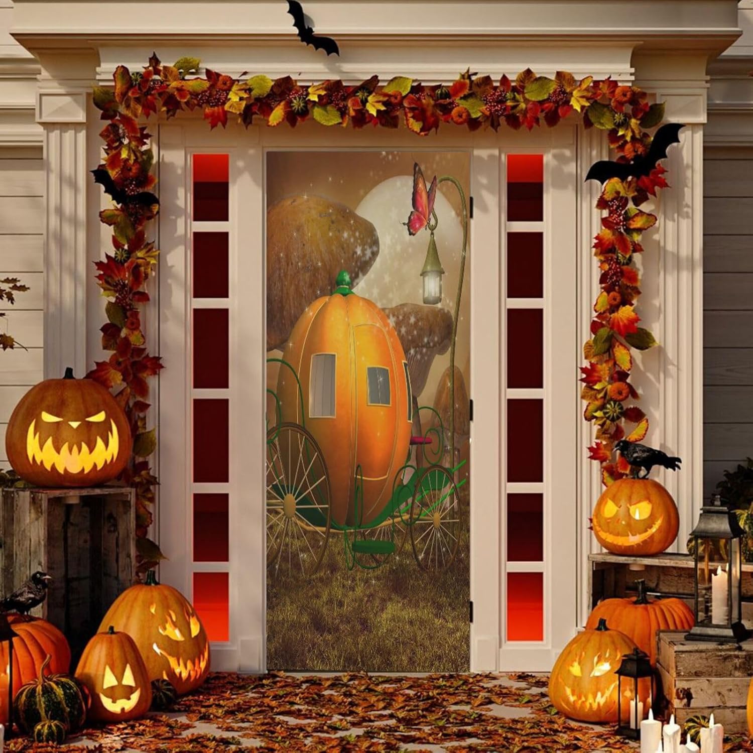 Susiyo Pumpkin Carriage Door Cover Fabric Decor 36x98in