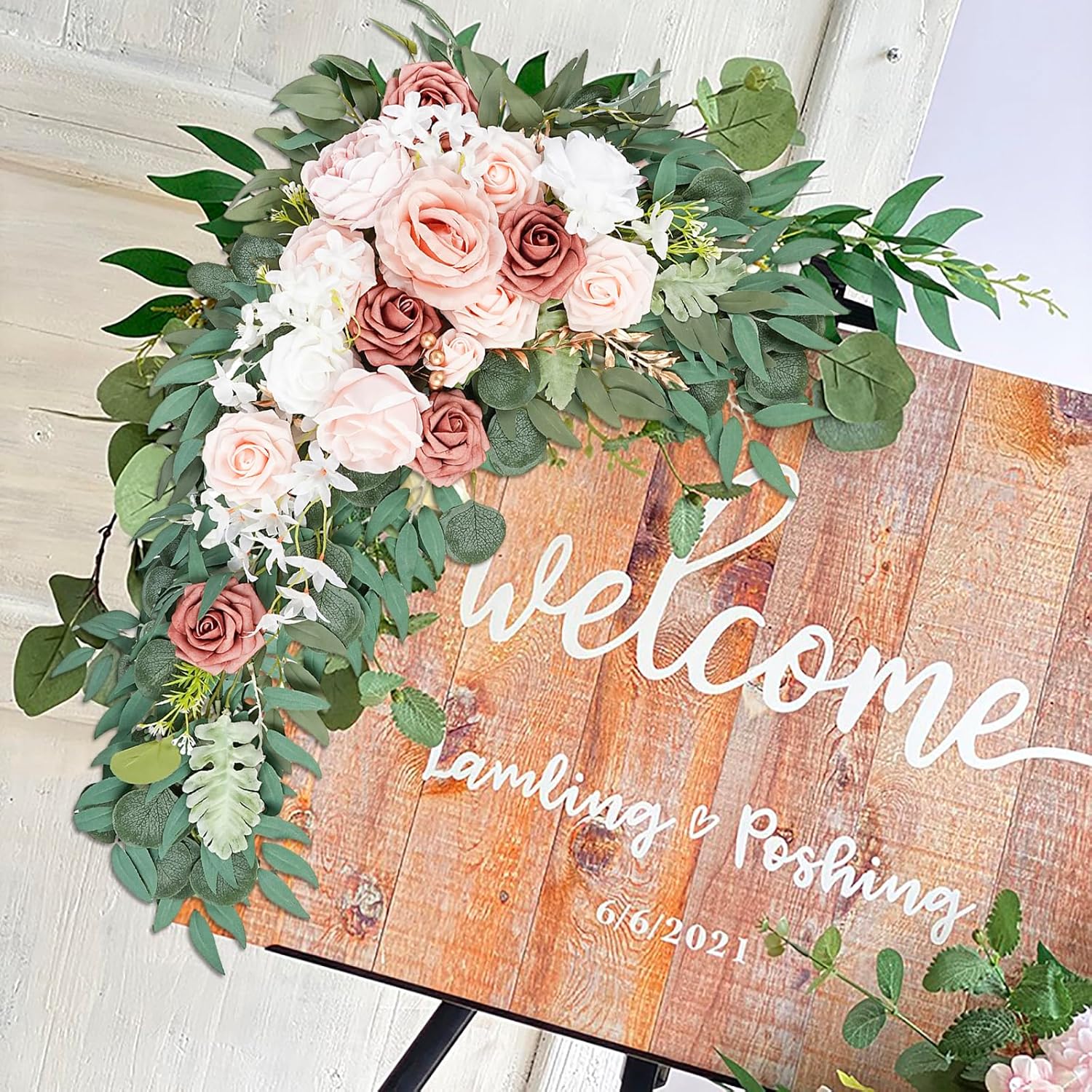 Emivery Dusty Rose Wedding Arch Flowers
