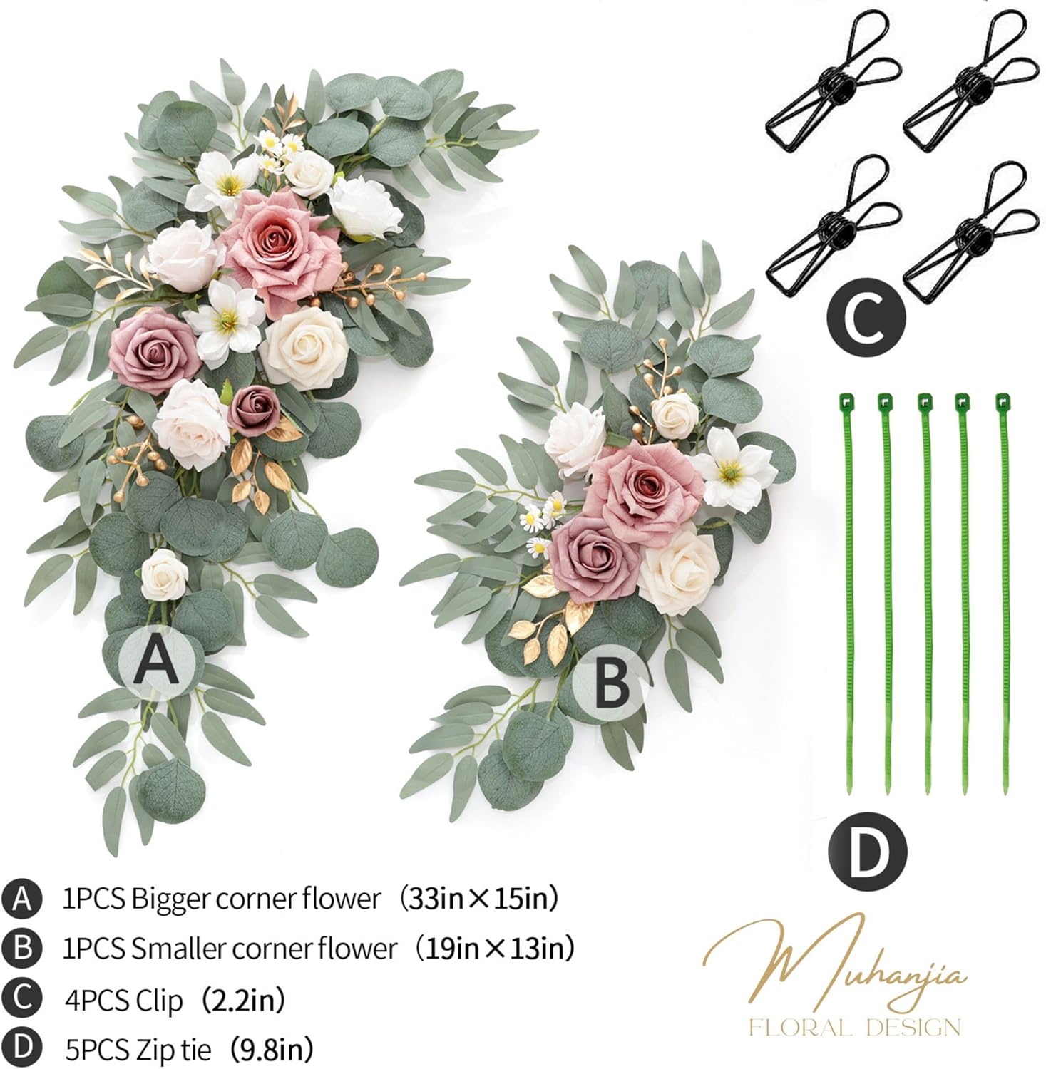 Muhanjia Wedding Sign Faux Flower Swag Pack of 2 1