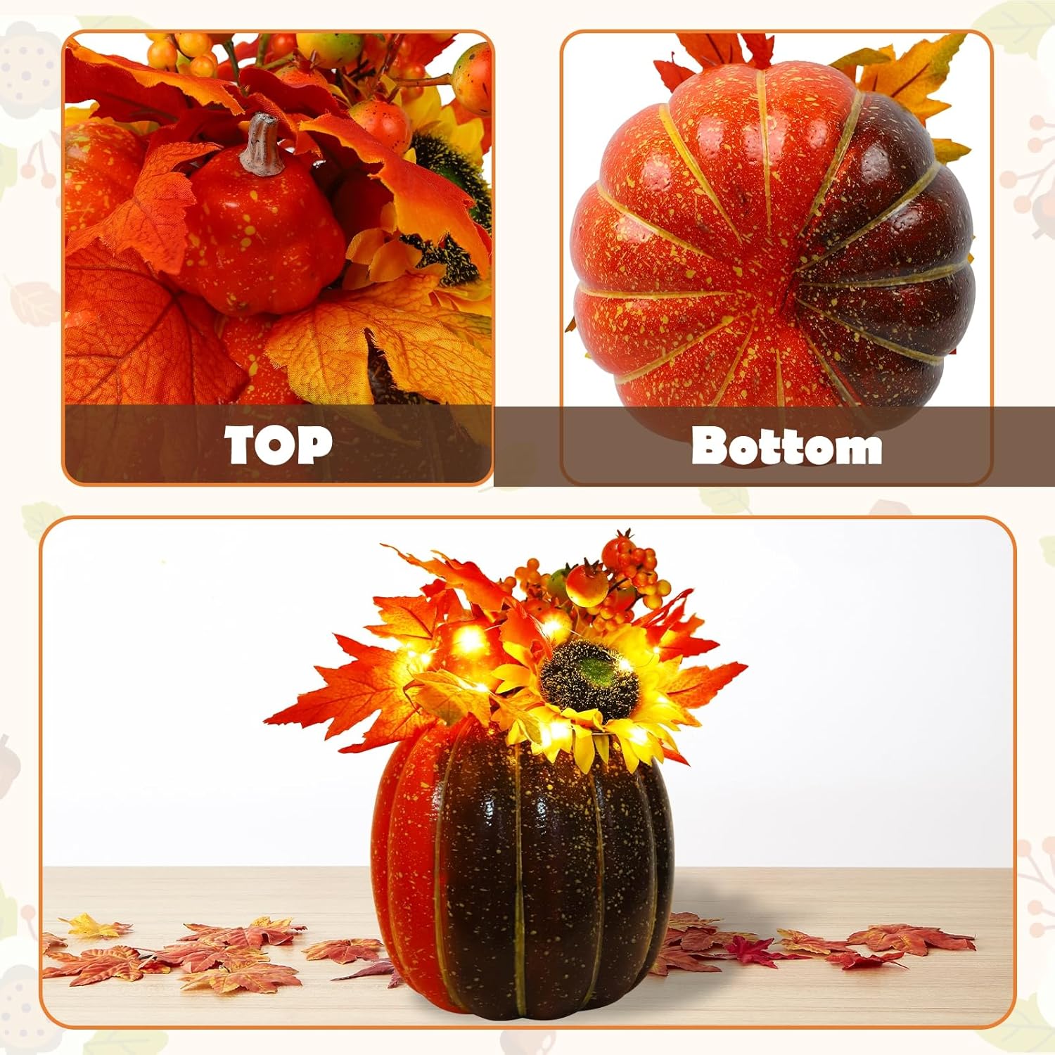MorTime 11 Inch Lighted Pumpkin Decor
