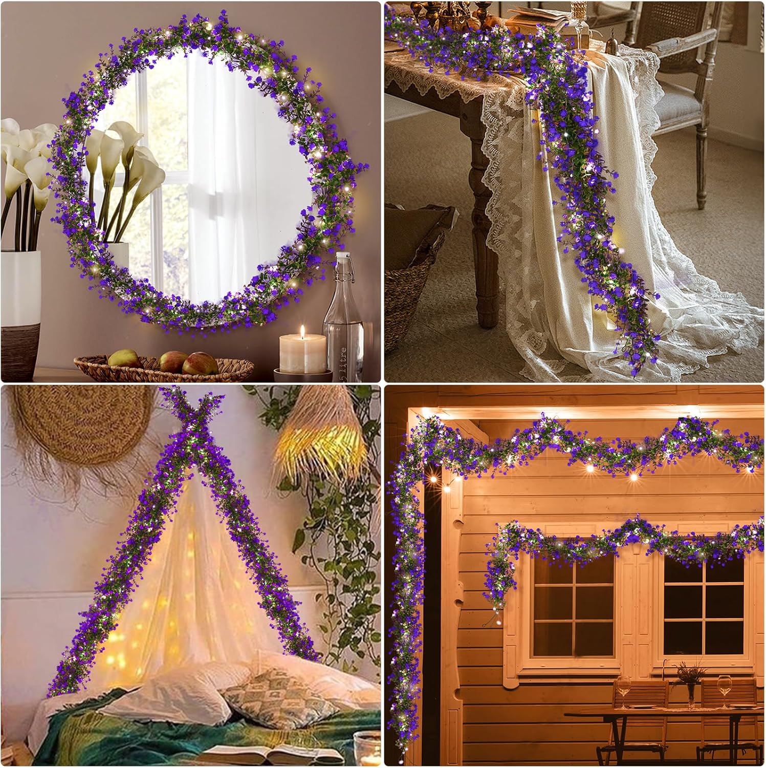 RECUTMS Lighted Eucalyptus Garland with Hooks and LED Lights