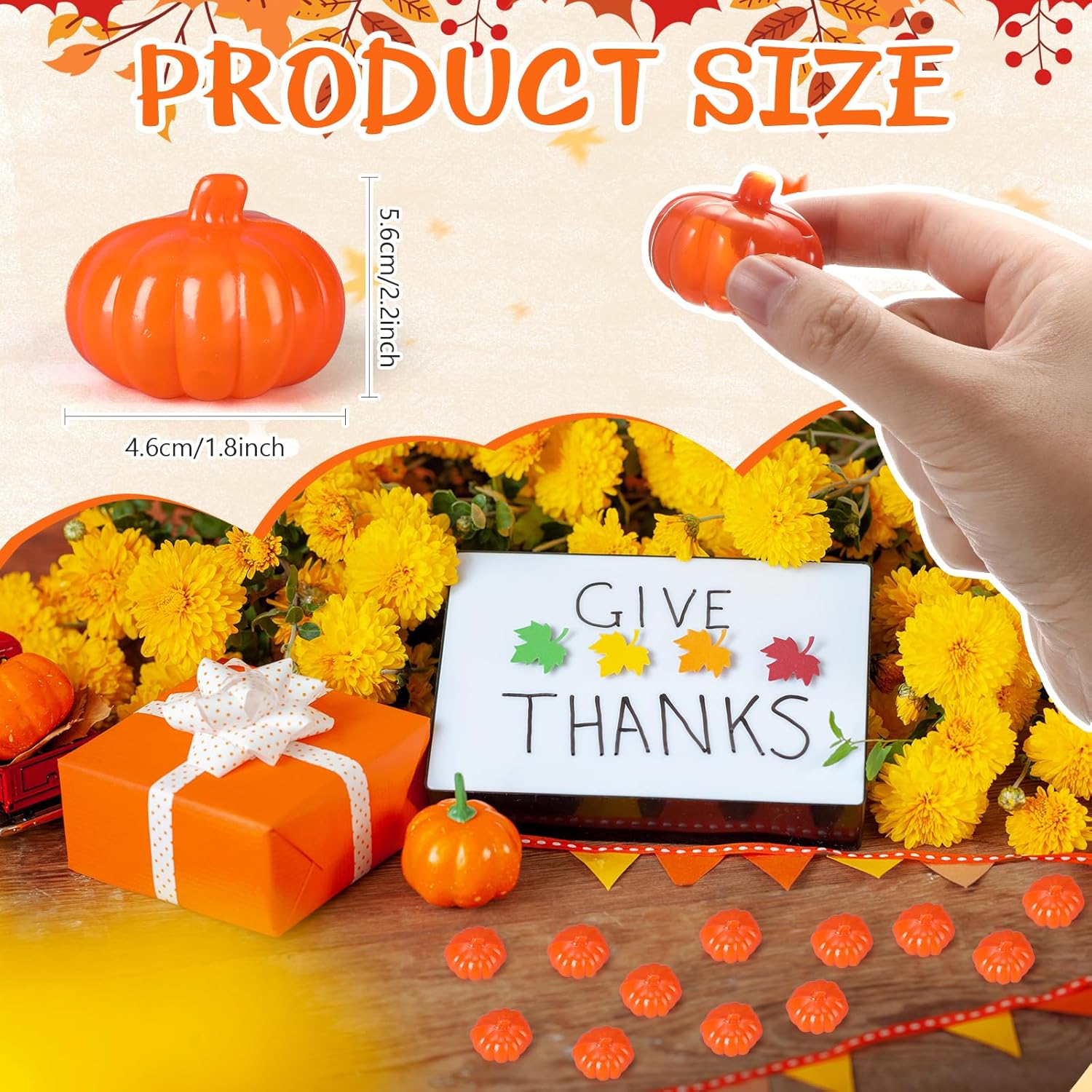120 Pcs Artificial Mini Fall Pumpkins Decorations