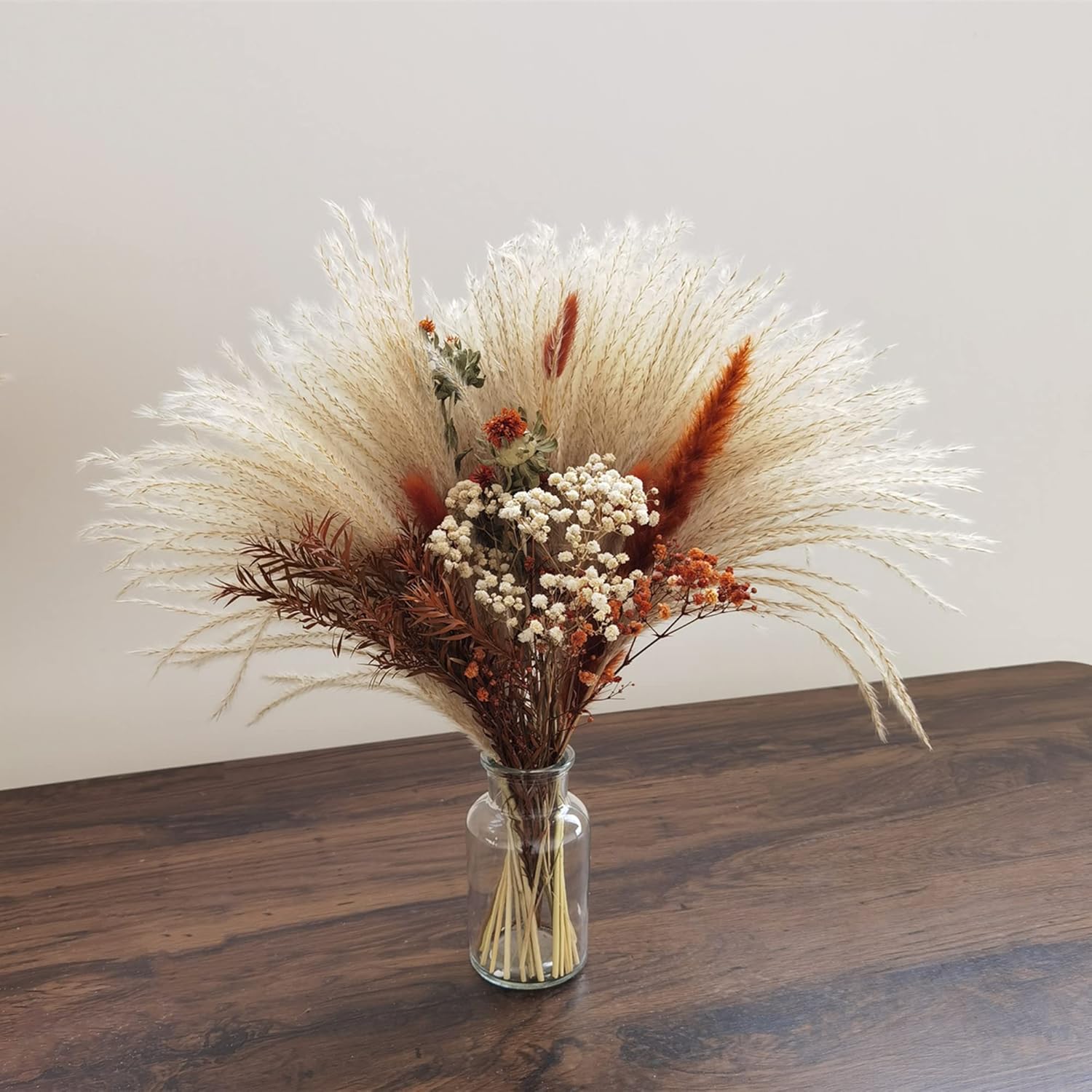 DXXD Dried Flowers Bouquet with Terracotta Vase