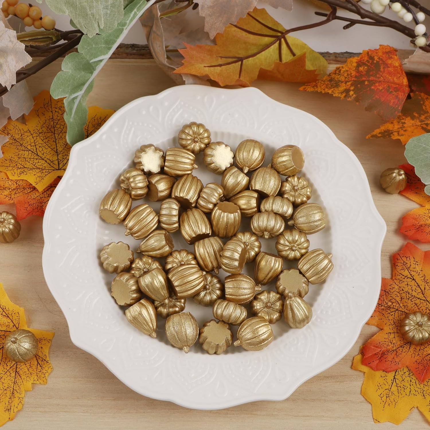 winemana Mini Pumpkins Fall Decorations 80 Pack Gold