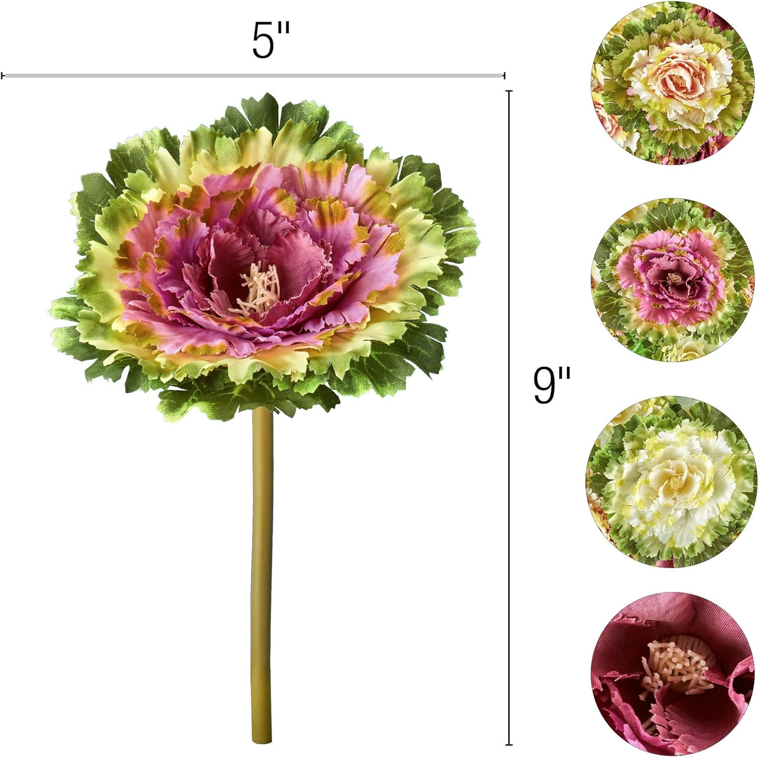 Collections Etc Artificial Cabbage Roses Set of 6