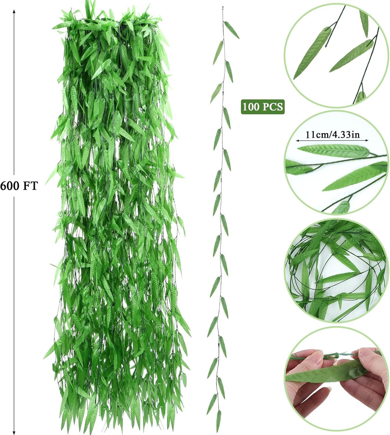 100pcs 600ft Artificial Ivy Garland for Home Decor