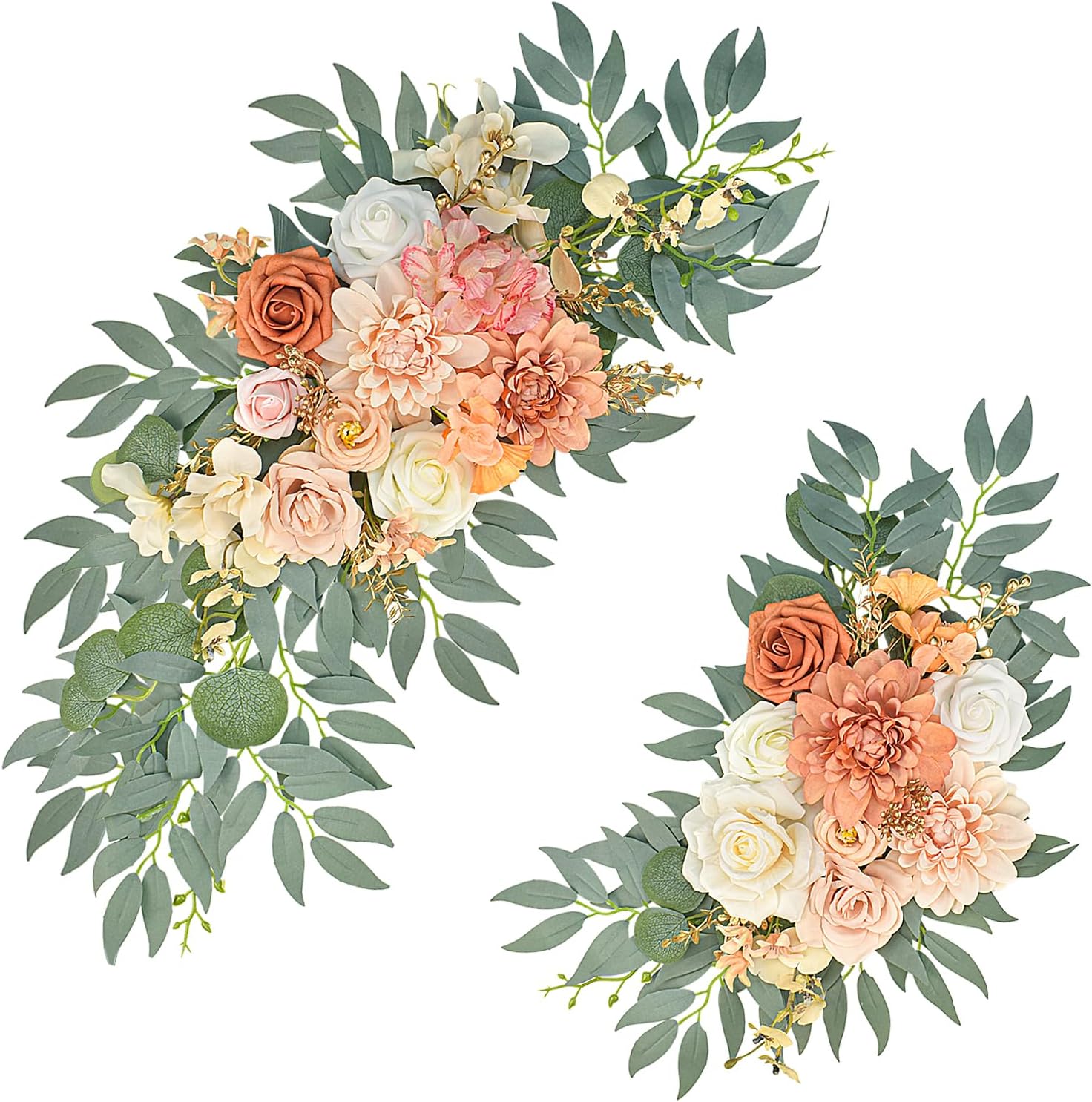Burnt Orange Artificial Wedding Arch Flowers Set of 2