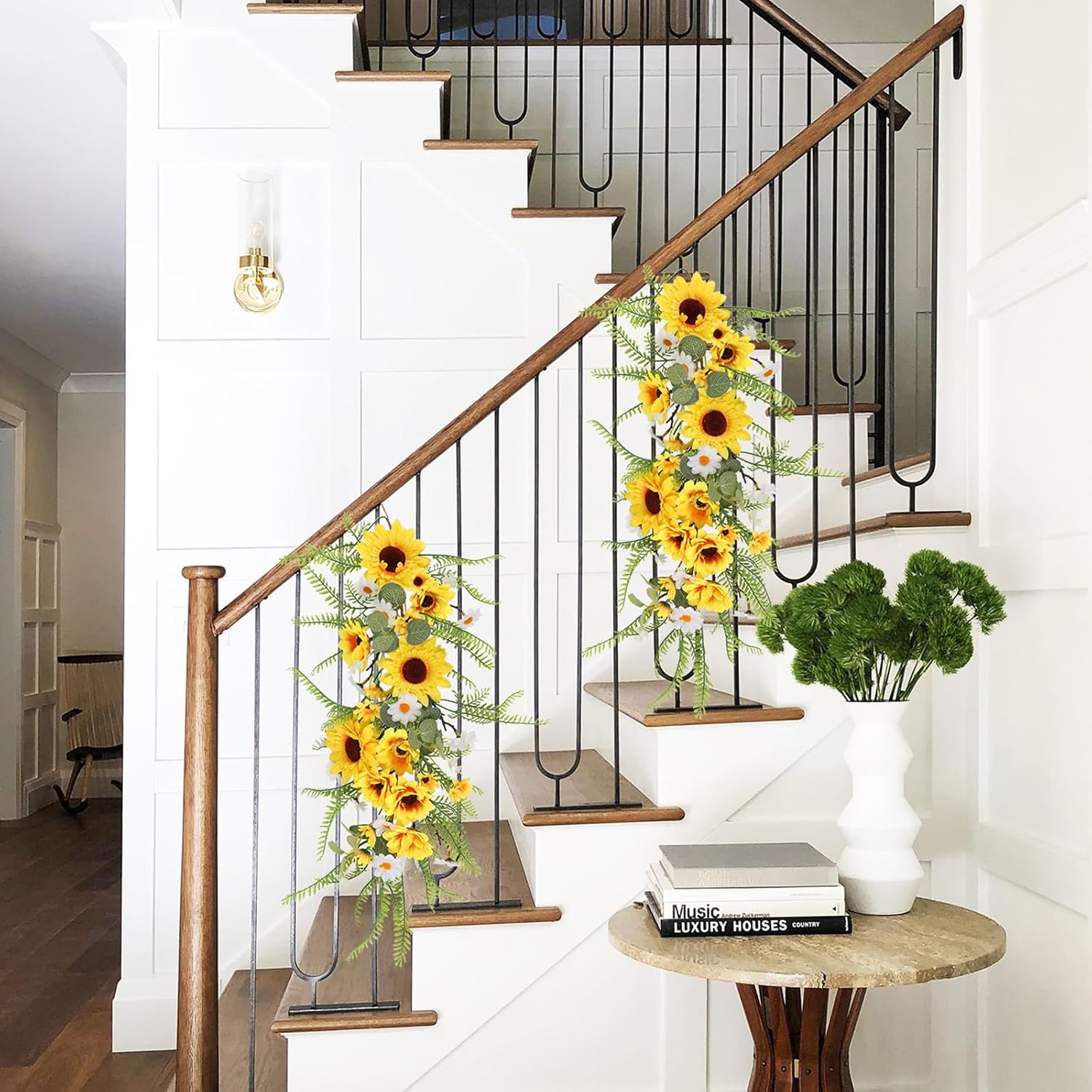 2PCS Artificial Sunflower Swags for Front Door