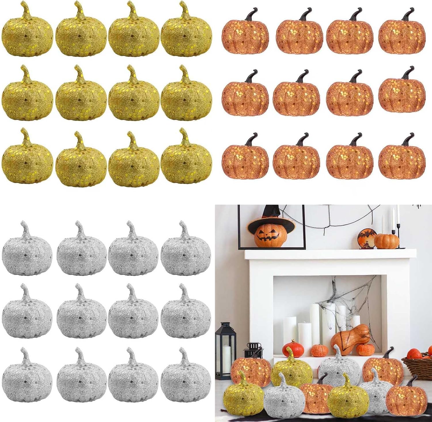 12Pcs Realistic Foam Artificial Pumpkins for Decorations