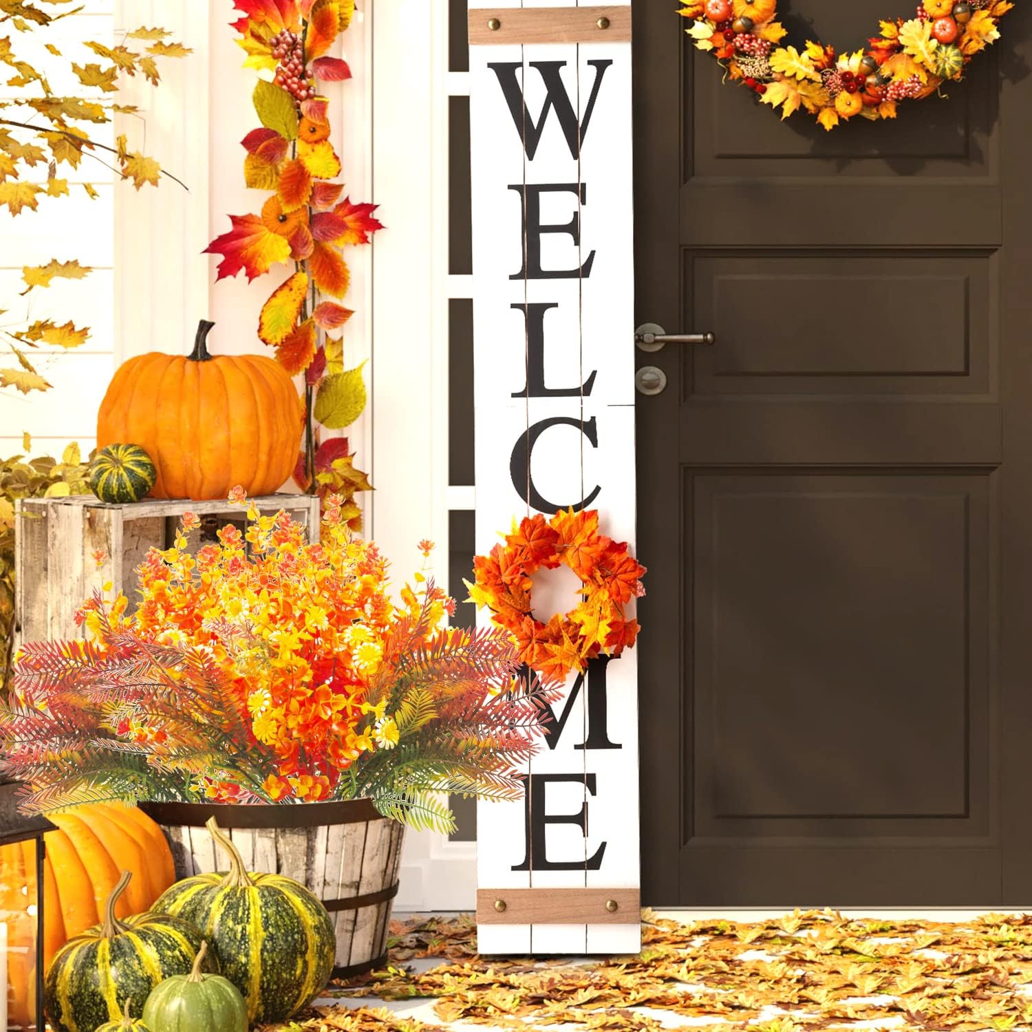 12 Bundles Artificial Fall Flowers UV Resistant Autumn Decor
