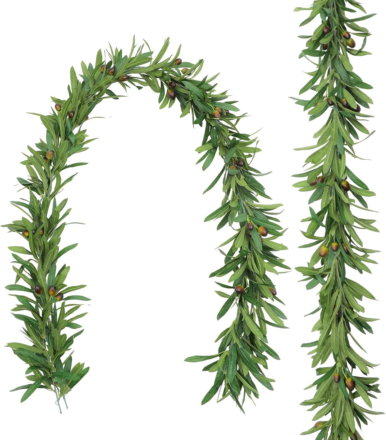 UArtlines 2Pcs Artificial Olive Leaf Vine Garland with Fake Fruits