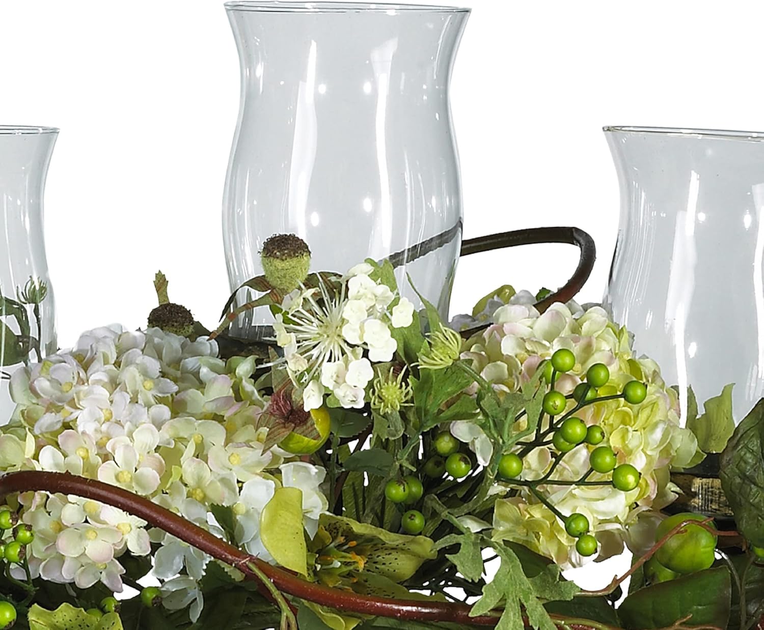Nearly Natural 4634-CR Hydrangea Triple Centerpiece Cream