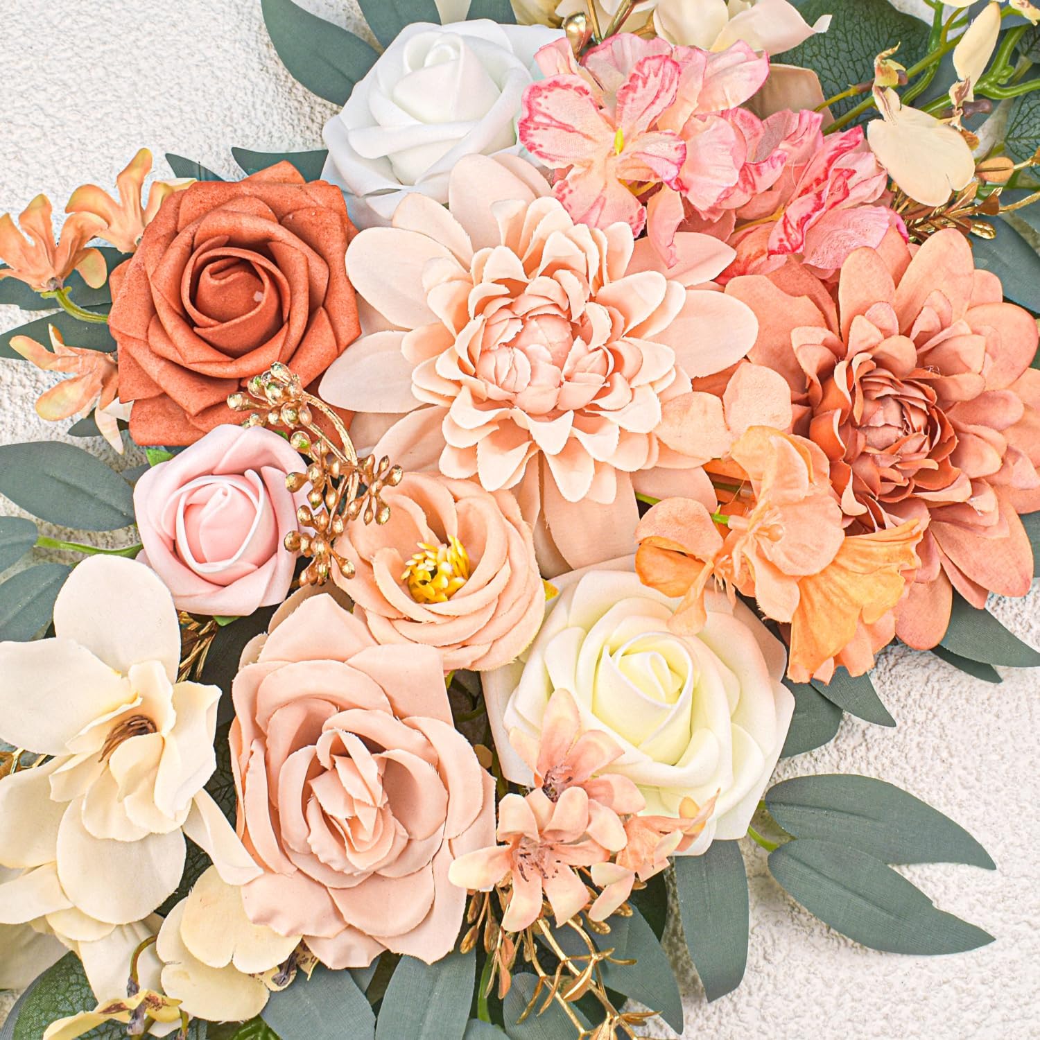 Burnt Orange Artificial Wedding Arch Flowers Set of 2