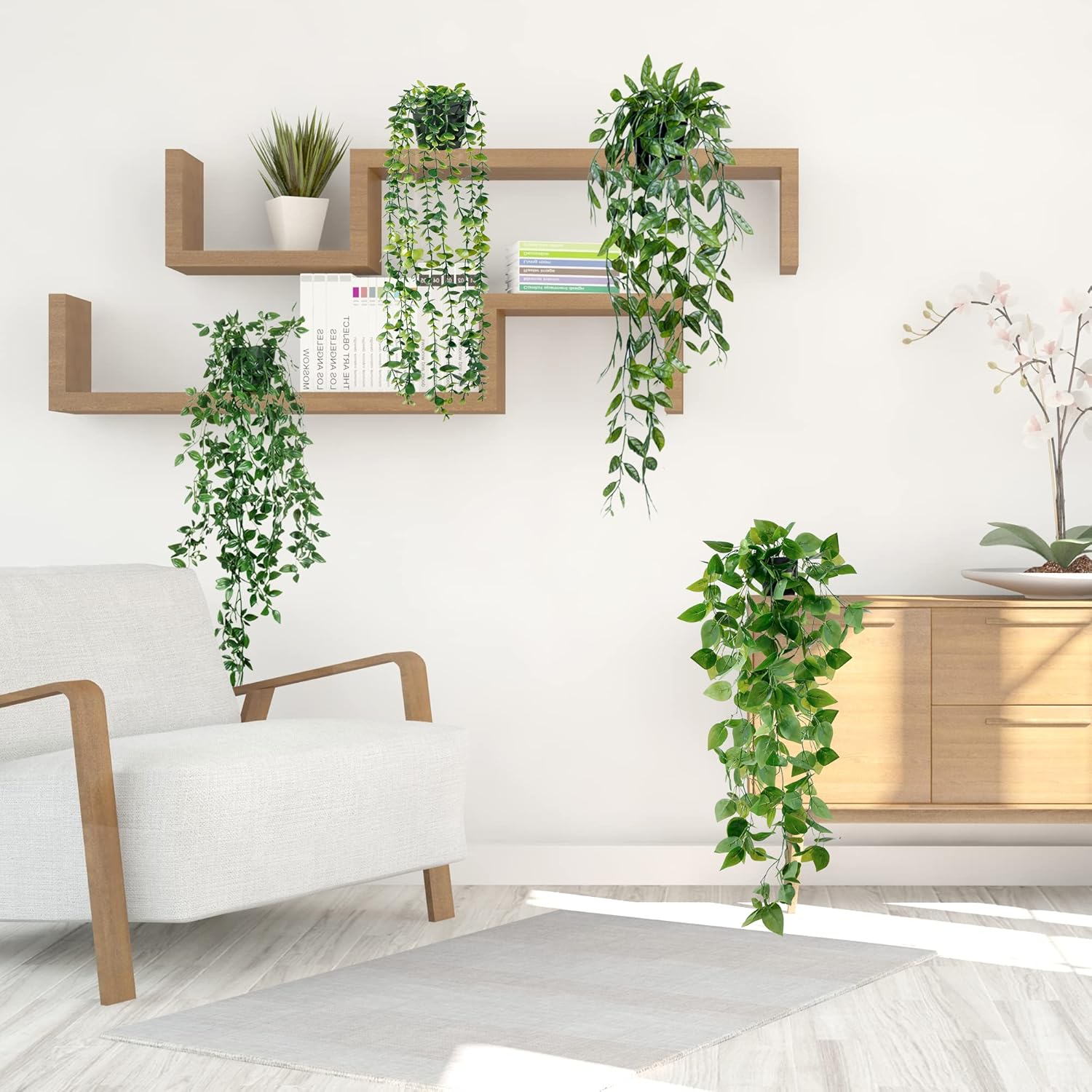 Sggvecsy 4 Pack Artificial Hanging Plants for Home Decor