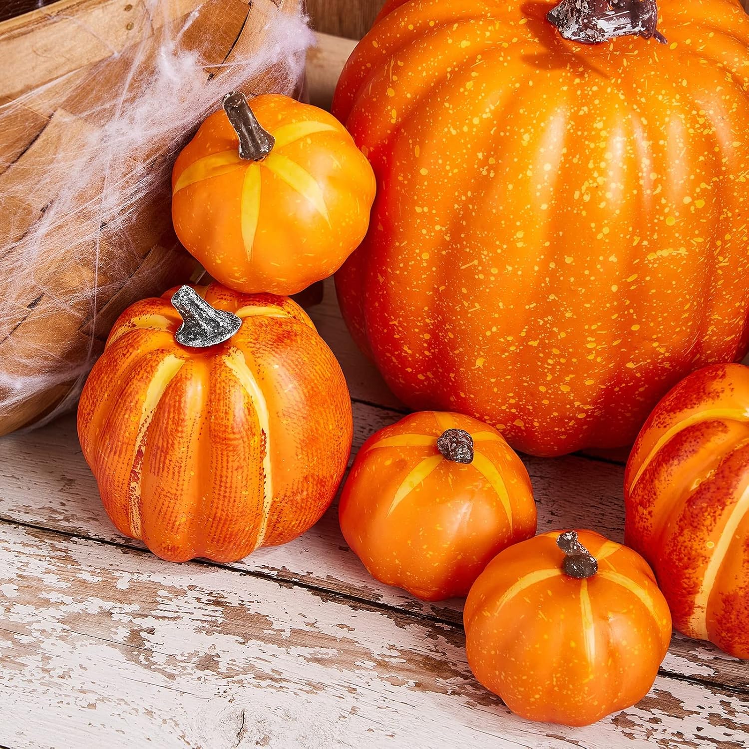 Kayotuas 7Pcs Artificial Pumpkins for Halloween Fall Decor