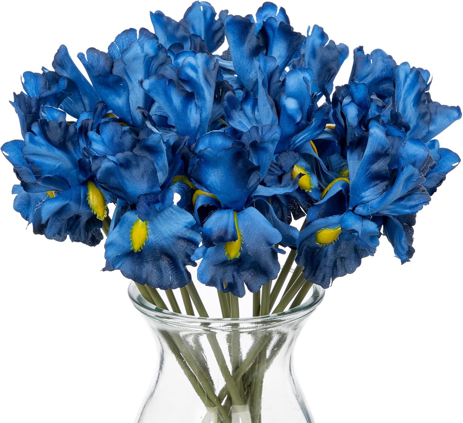 Hollyone Iris Artificial Flowers 15Pcs Blue 142 Inch Real Touch Bouquet
