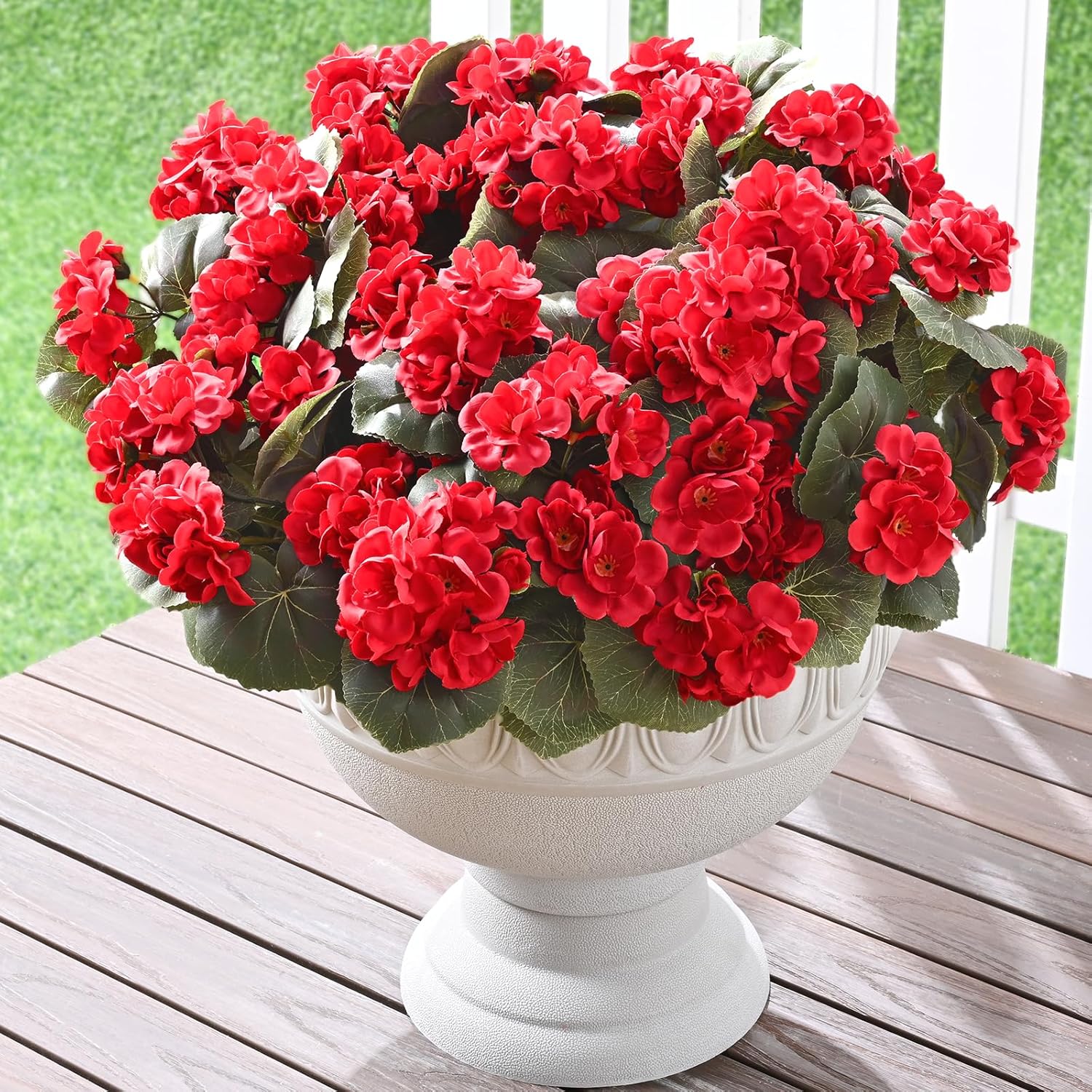Waipfaru 8Pcs Artificial Geraniums for Outdoor Decor