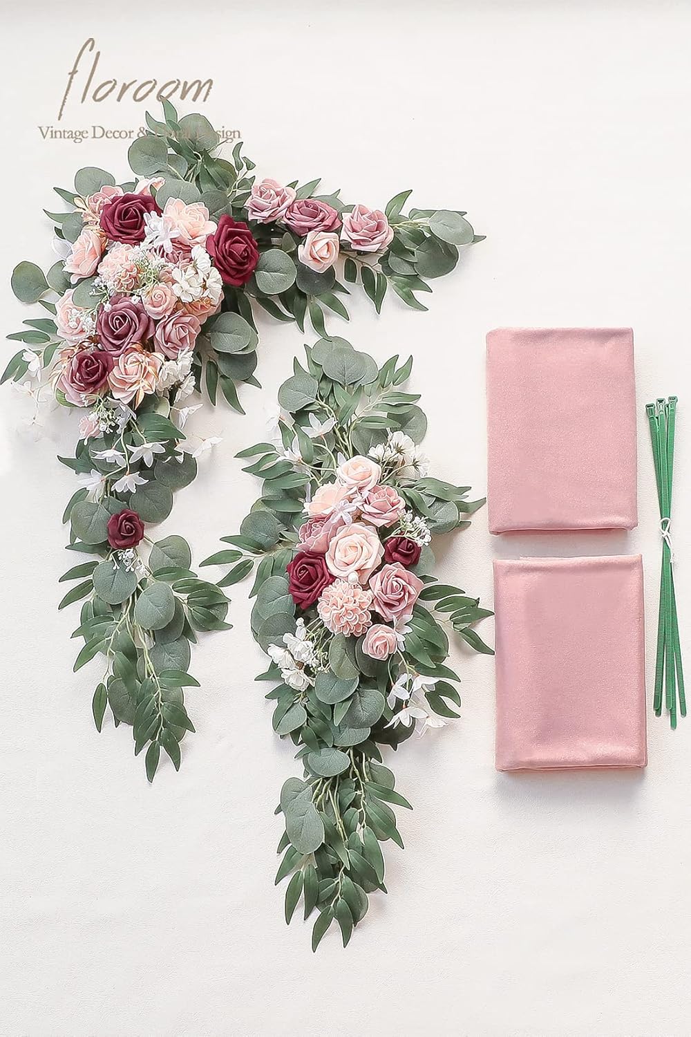 Floroom Arch Flowers with Drapes Kit - 4 Piece Set