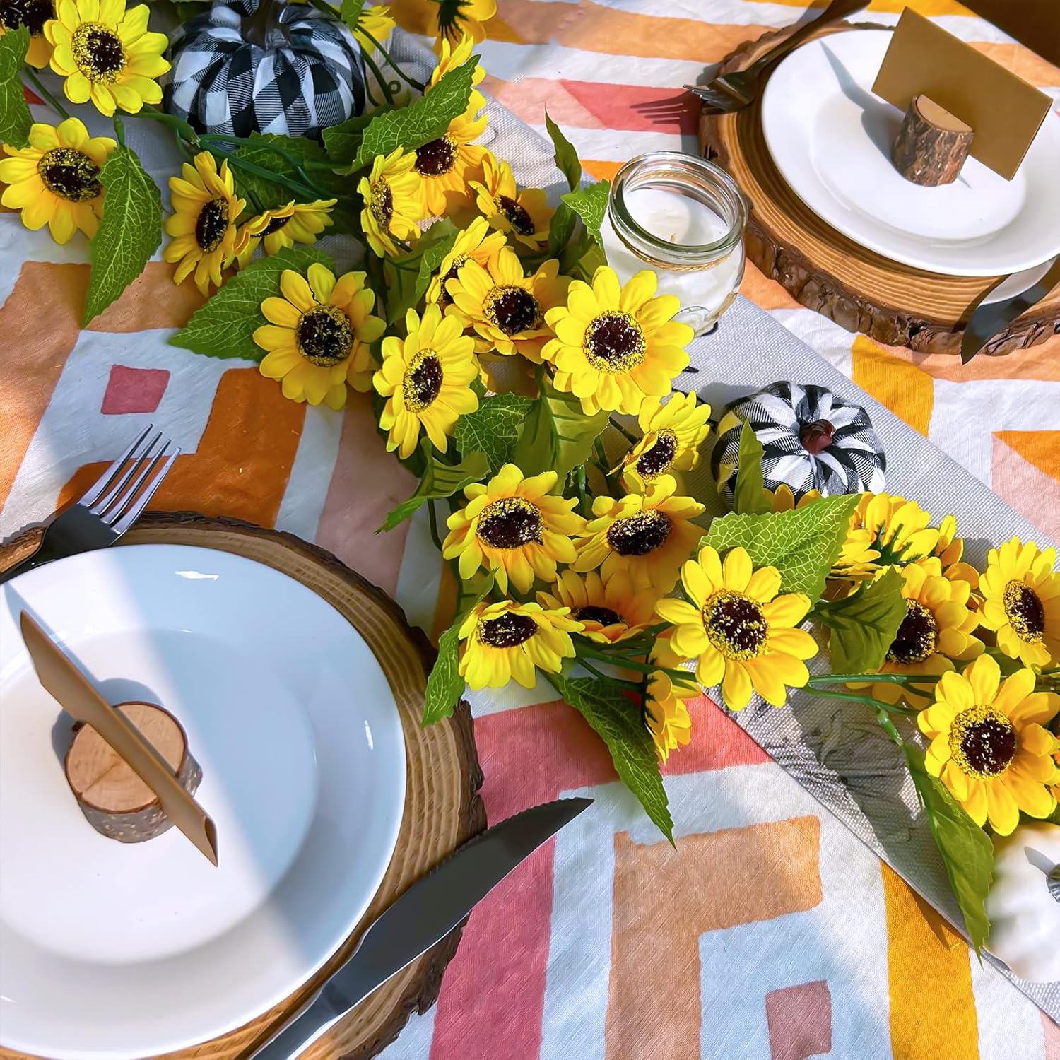 Winlyn 2 Pcs 59 Ft Artificial Sunflower Garland