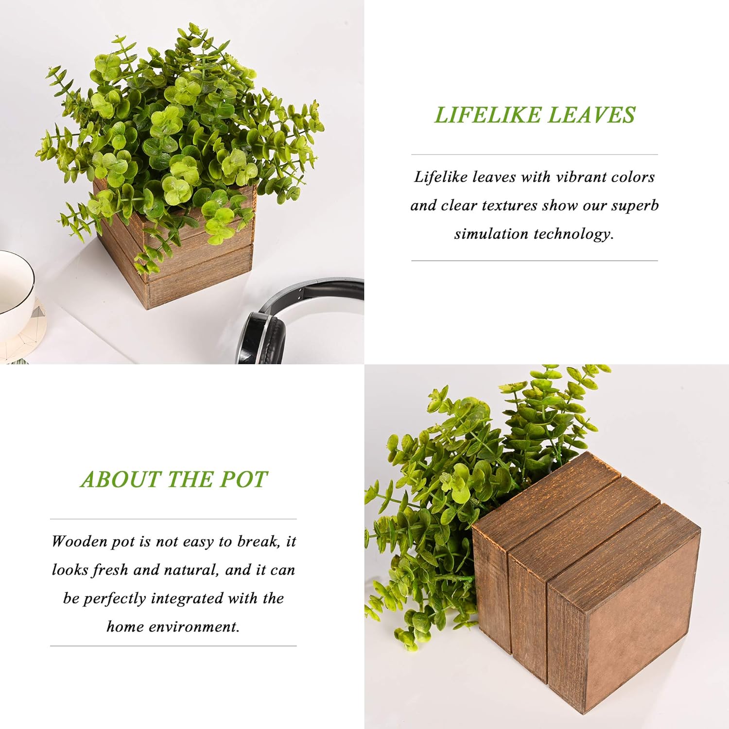 Vlorart 2Pack Mini Artificial Boxwood Fern Plants