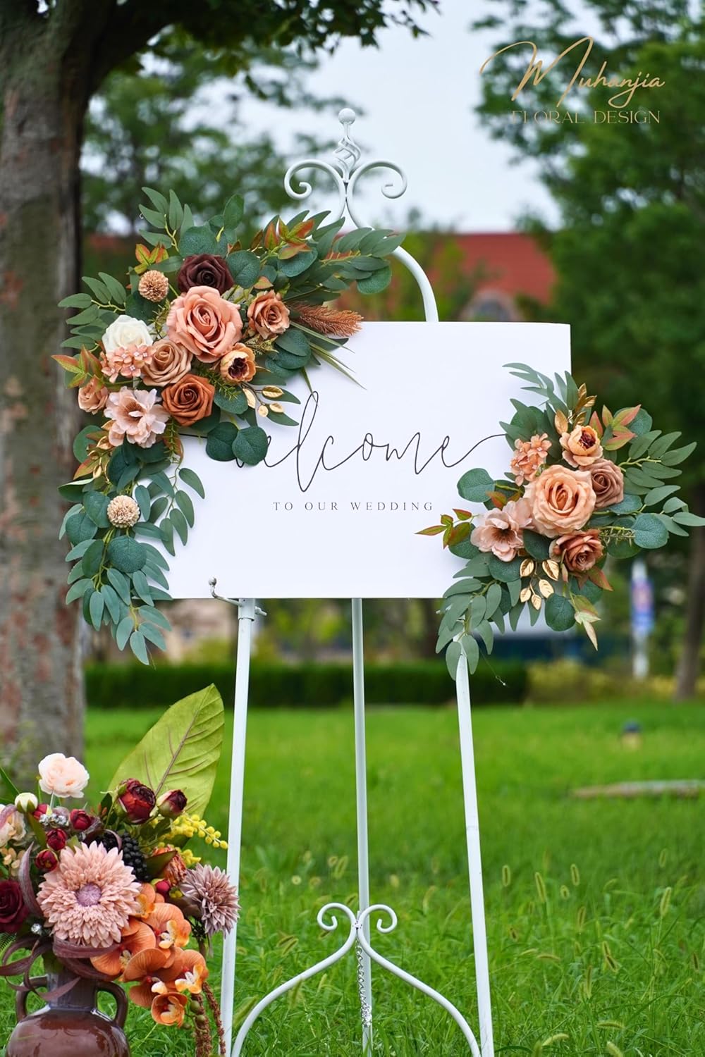 Terracotta Wedding Sign Faux Flower Swag Pack of 2