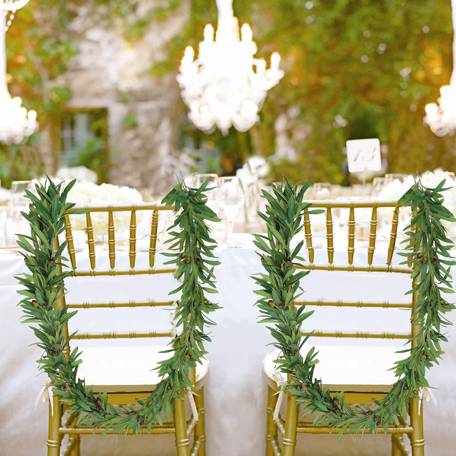 UArtlines 2Pcs Artificial Olive Leaf Vine Garland with Fake Fruits