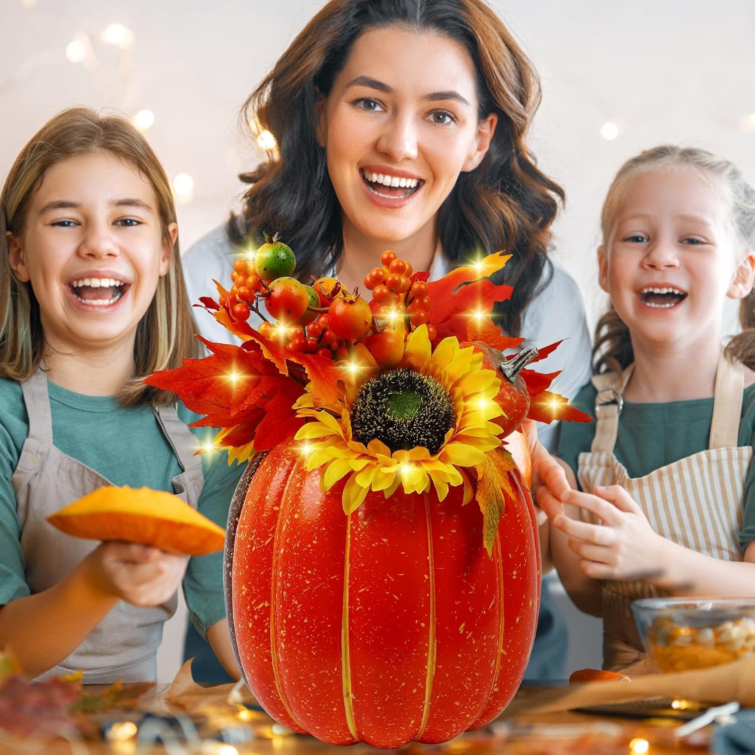 MorTime 11 Inch Lighted Pumpkin Decor