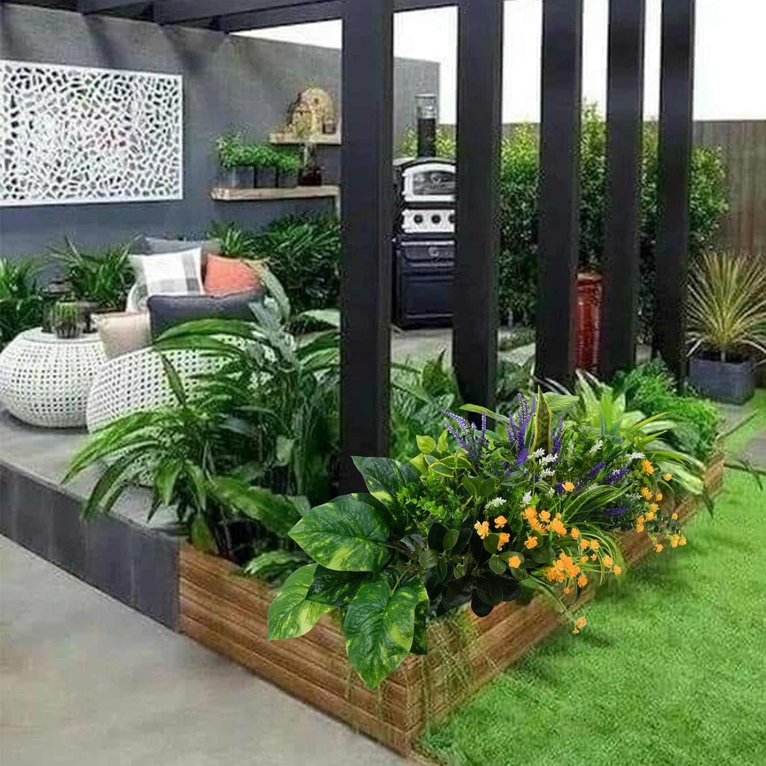 19 Piece Fake Plants Set for Outdoor Decor