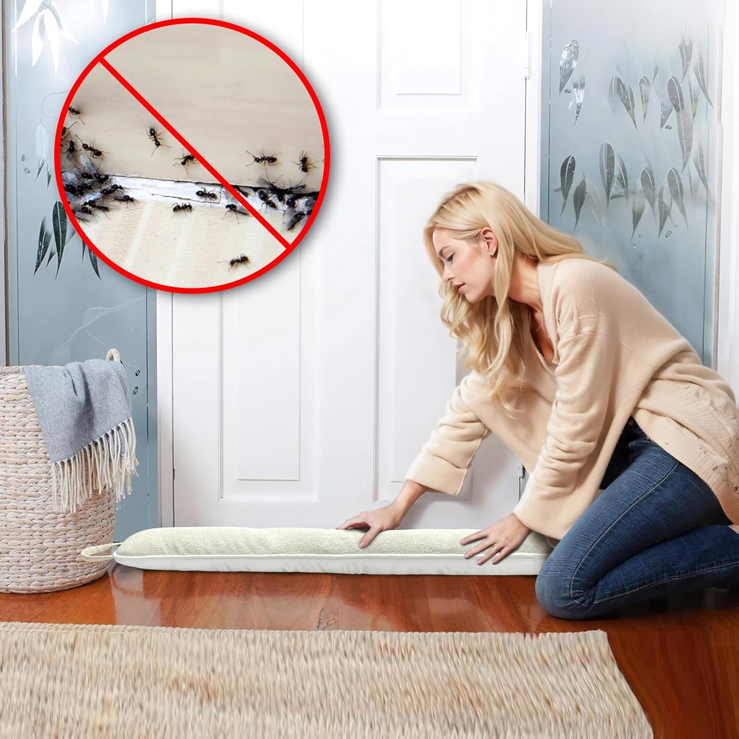 Homecozy 36 Inch Weighted Under Door Draft Stopper - Beige