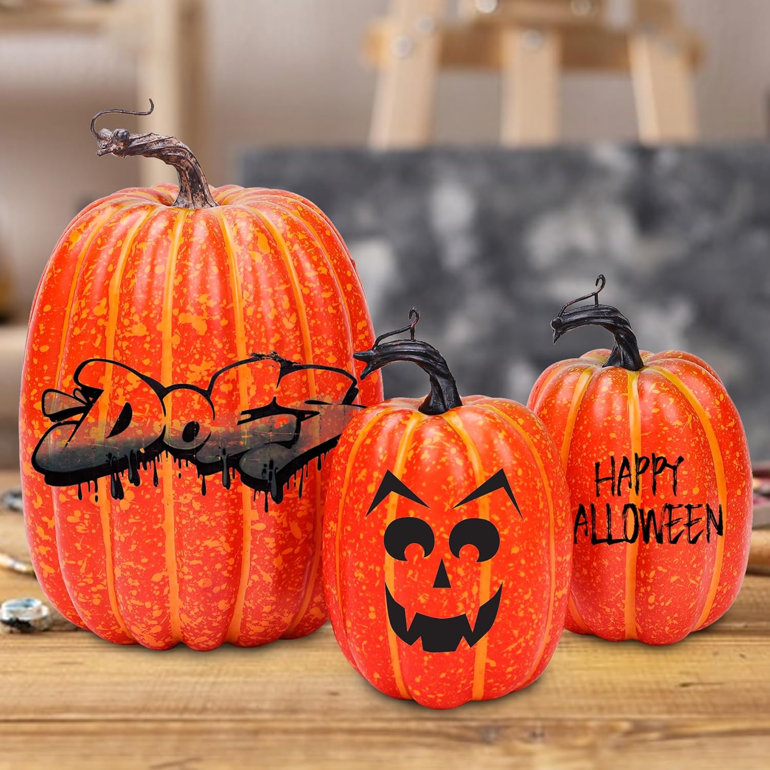 3pcs Artificial Foam Pumpkins DIY Halloween Decoration