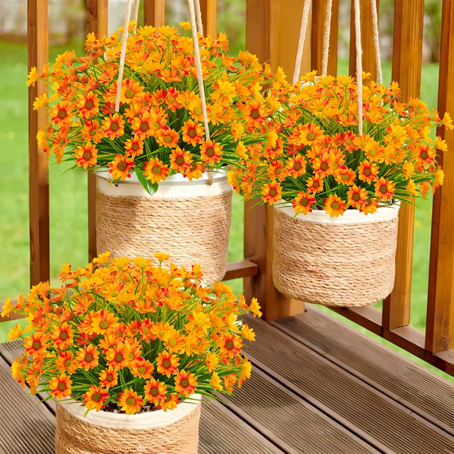 12 Bundles Artificial Fall Flowers Orange Daisy Mums