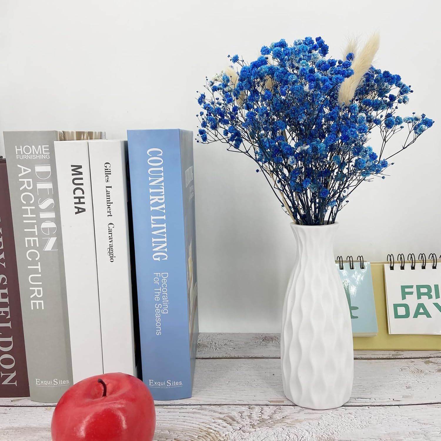 LBREVOGA Dried Flower Bouquet Blue Gypsophila