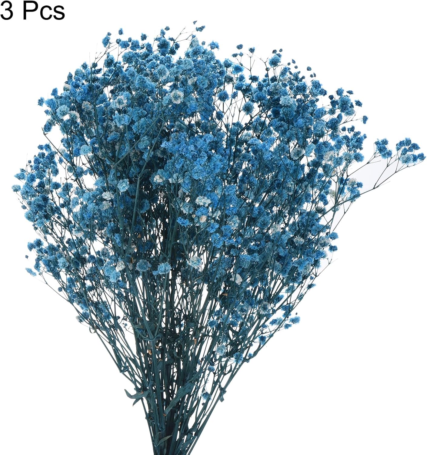 MECCANIXITY Artificial Dried Babys Breath Flowers 17 Inch Blue 3 Pcs