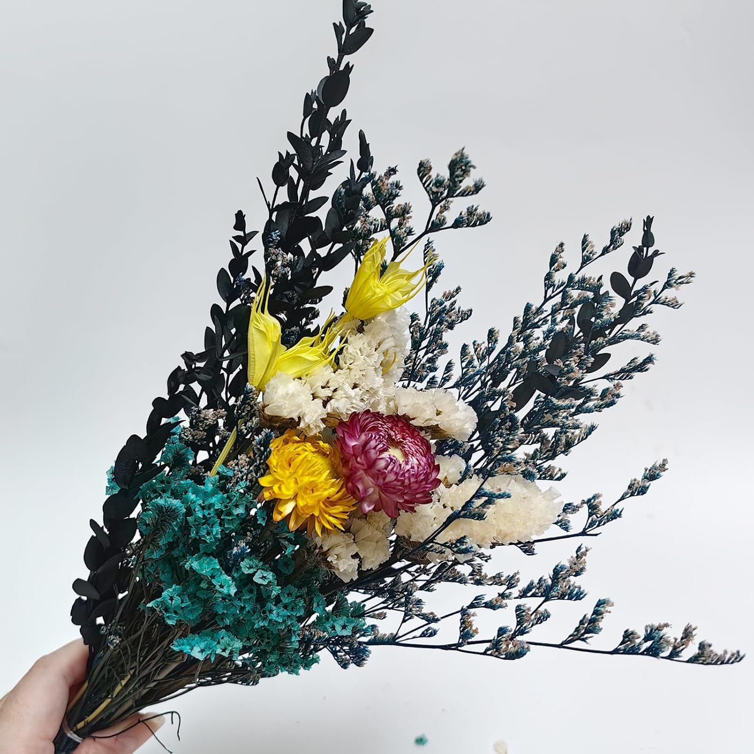 LBREVOGA Dried Flower Bouquet - 15 Inches Blue Design
