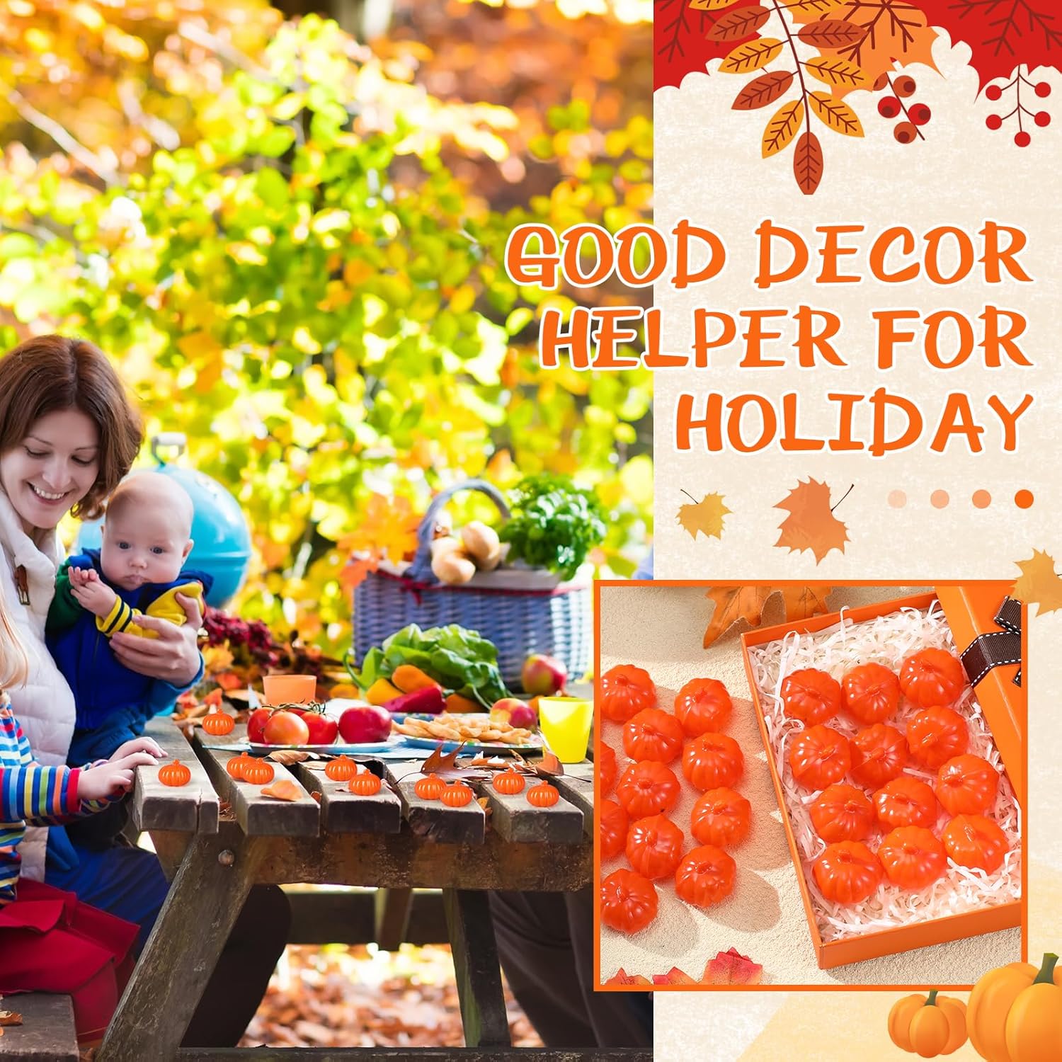 120 Pcs Artificial Mini Fall Pumpkins Decorations