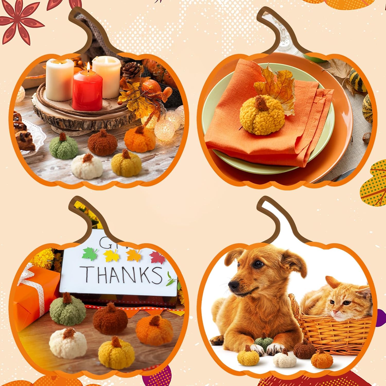 9 Pcs Mini Fleece Pumpkins Fall Decor