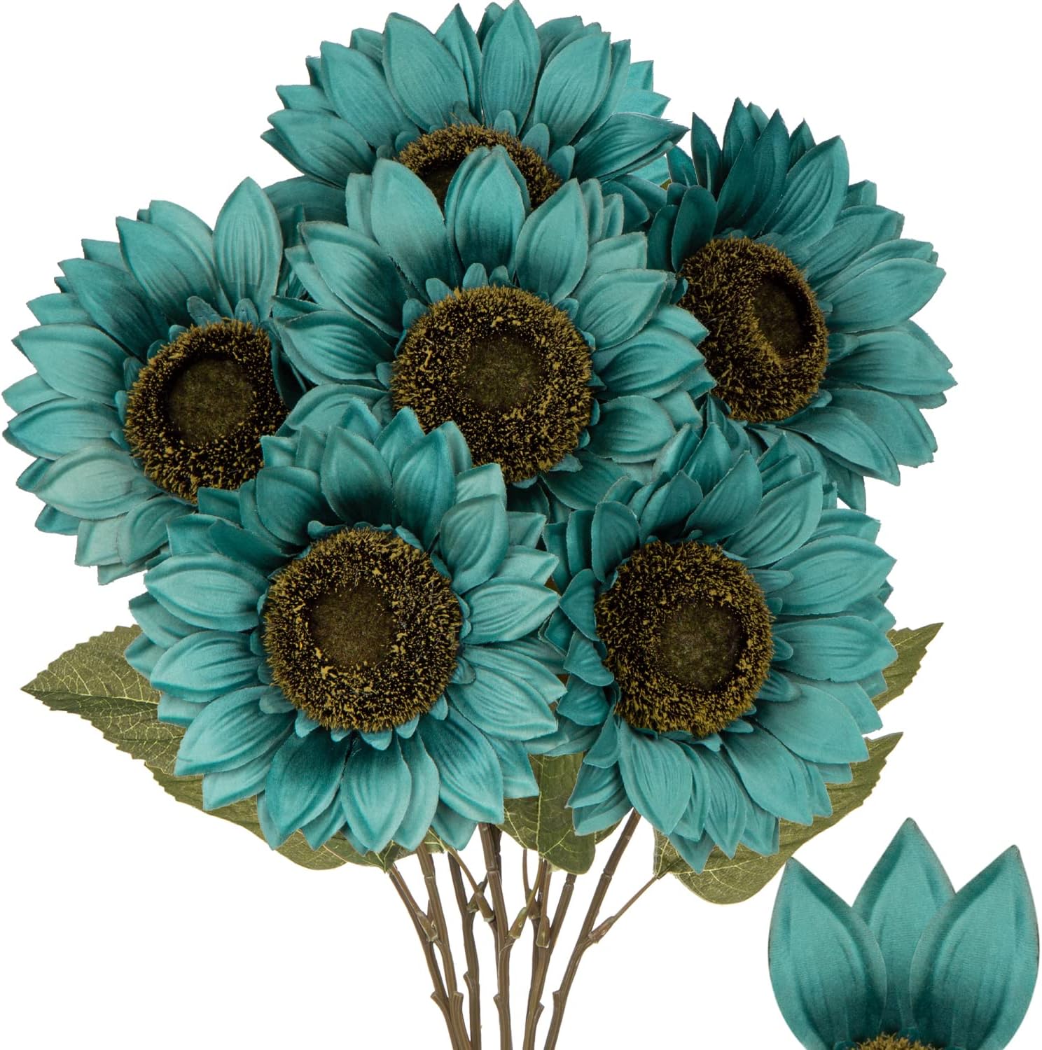 Hollyone Large Silk Sunflowers Artificial Flowers 6PCS 26 Long Stem Bouquet