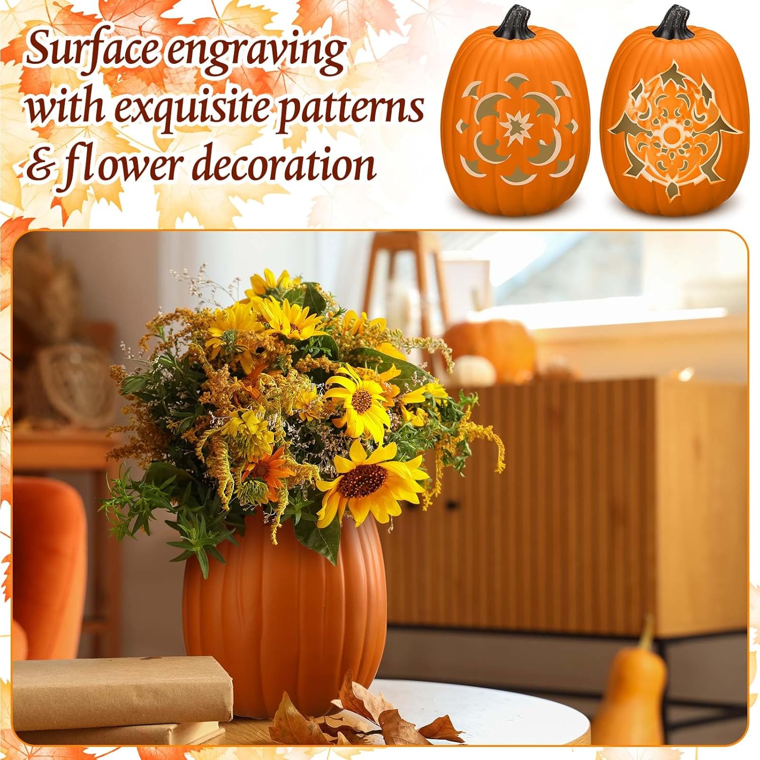 3 Pcs Carvable Foam Pumpkin Decor Set