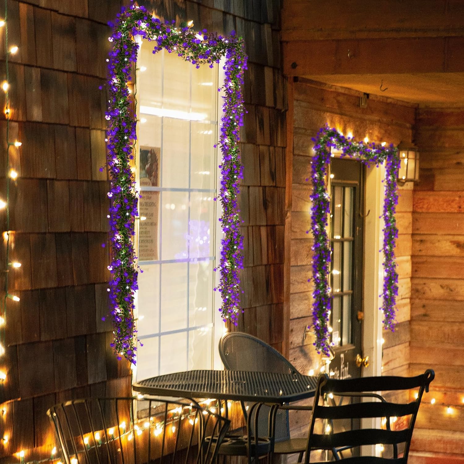 RECUTMS Lighted Eucalyptus Garland with Hooks and LED Lights