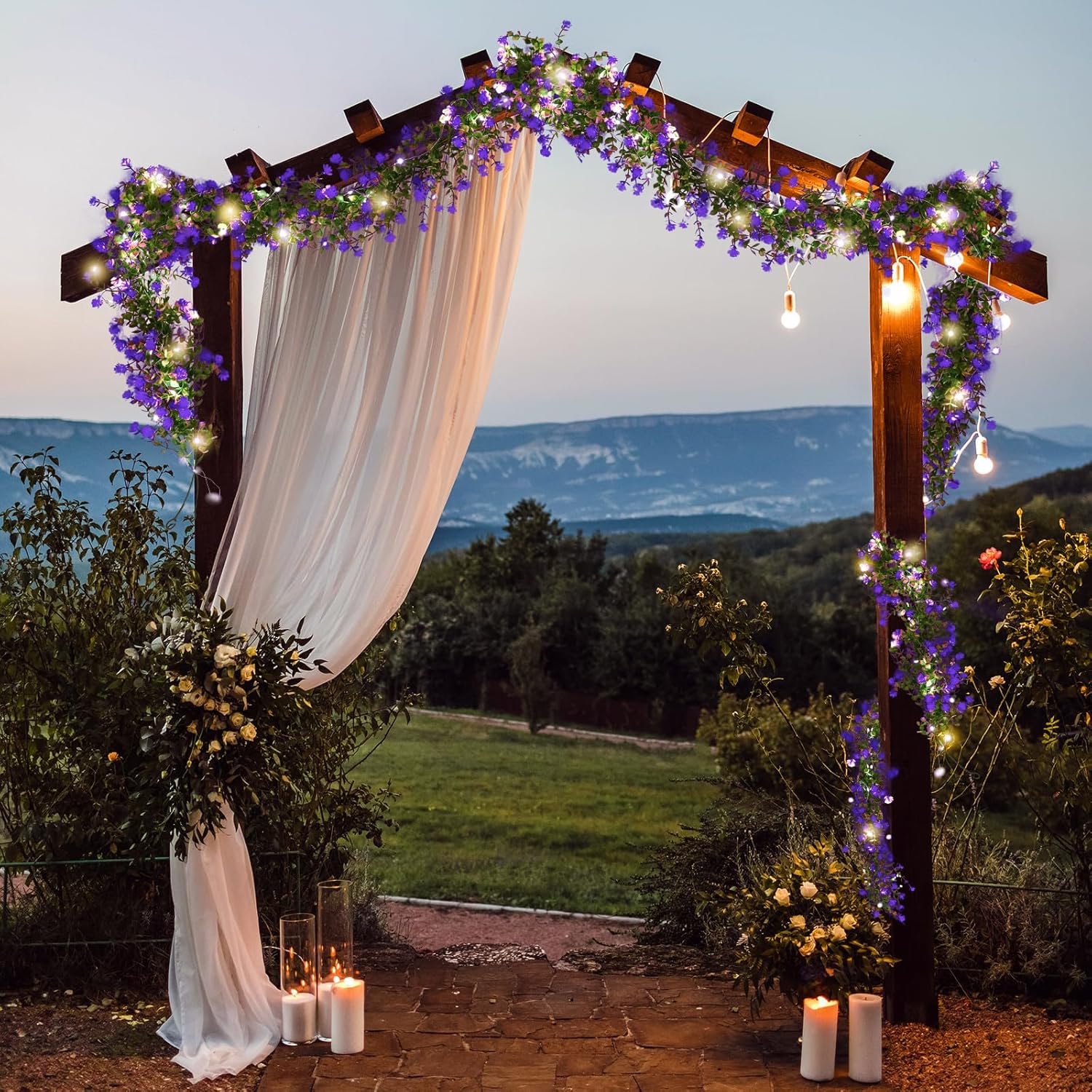 RECUTMS Lighted Eucalyptus Garland with Hooks and LED Lights
