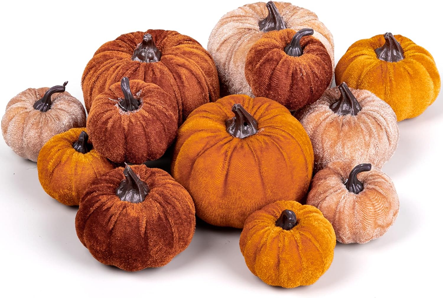 Whaline 12Pcs Fall Artificial Pumpkins 3 Sizes