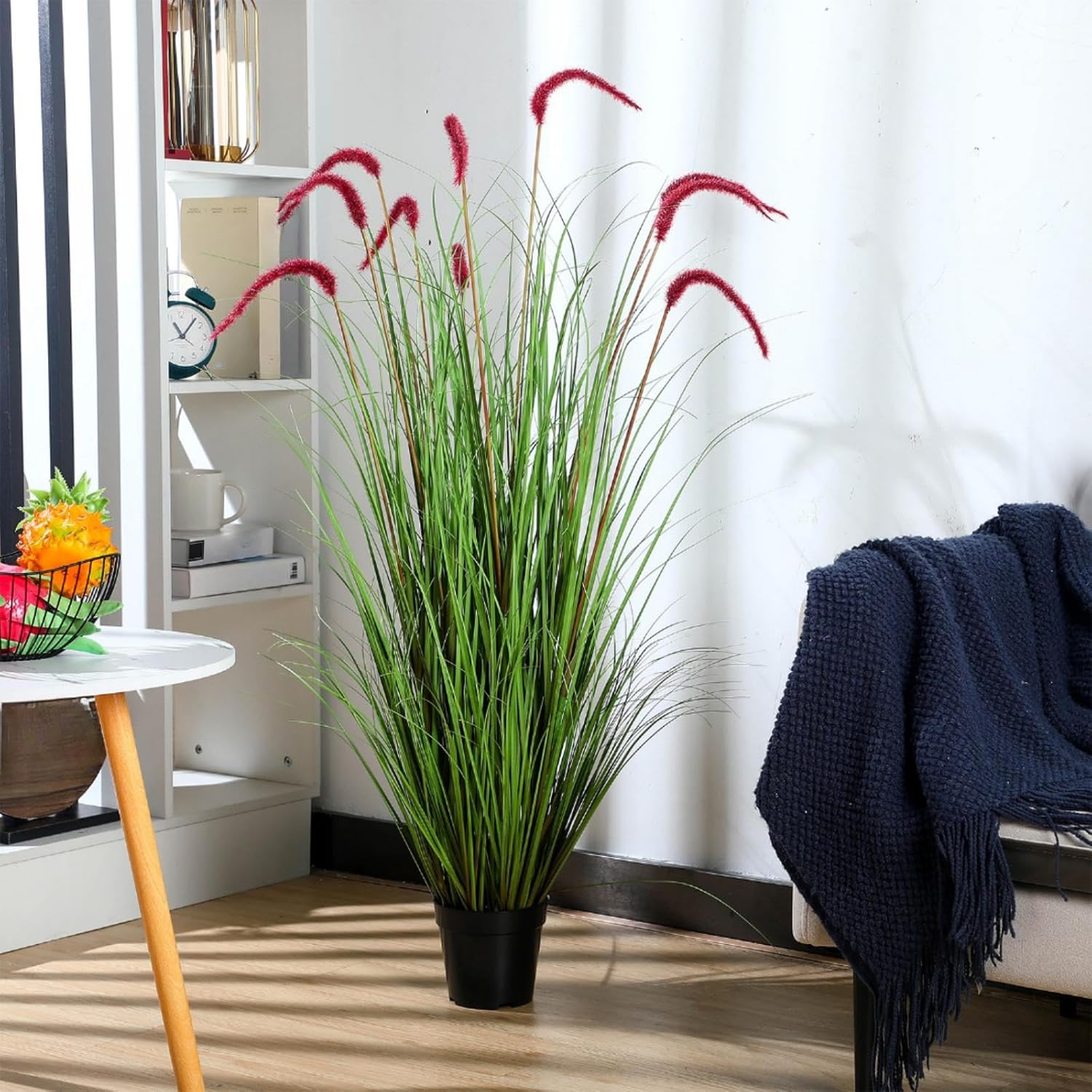 Jexine 2 Piece Artificial Grass Plant Set for Outdoor Use