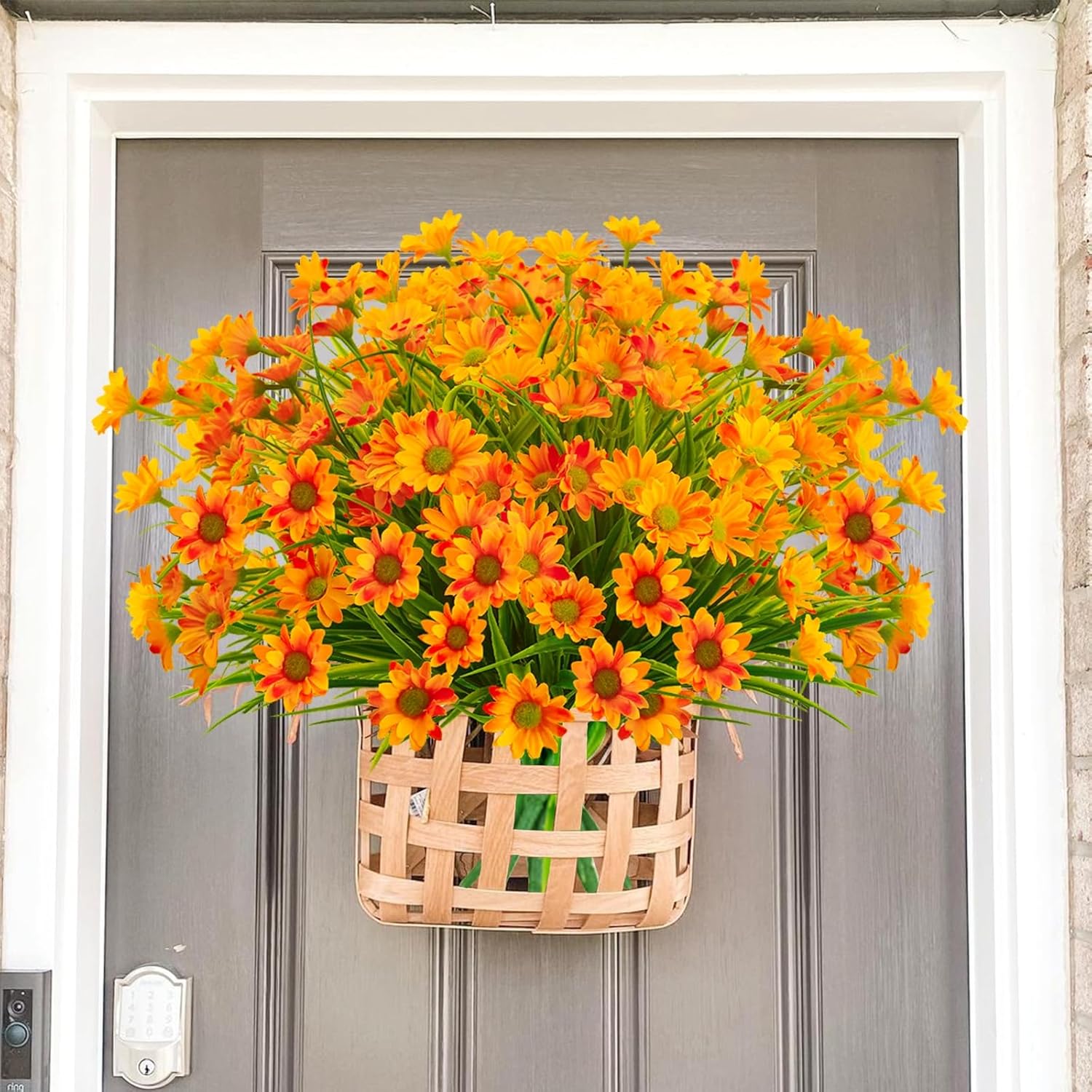 12 Bundles Artificial Fall Flowers Orange Daisy Mums