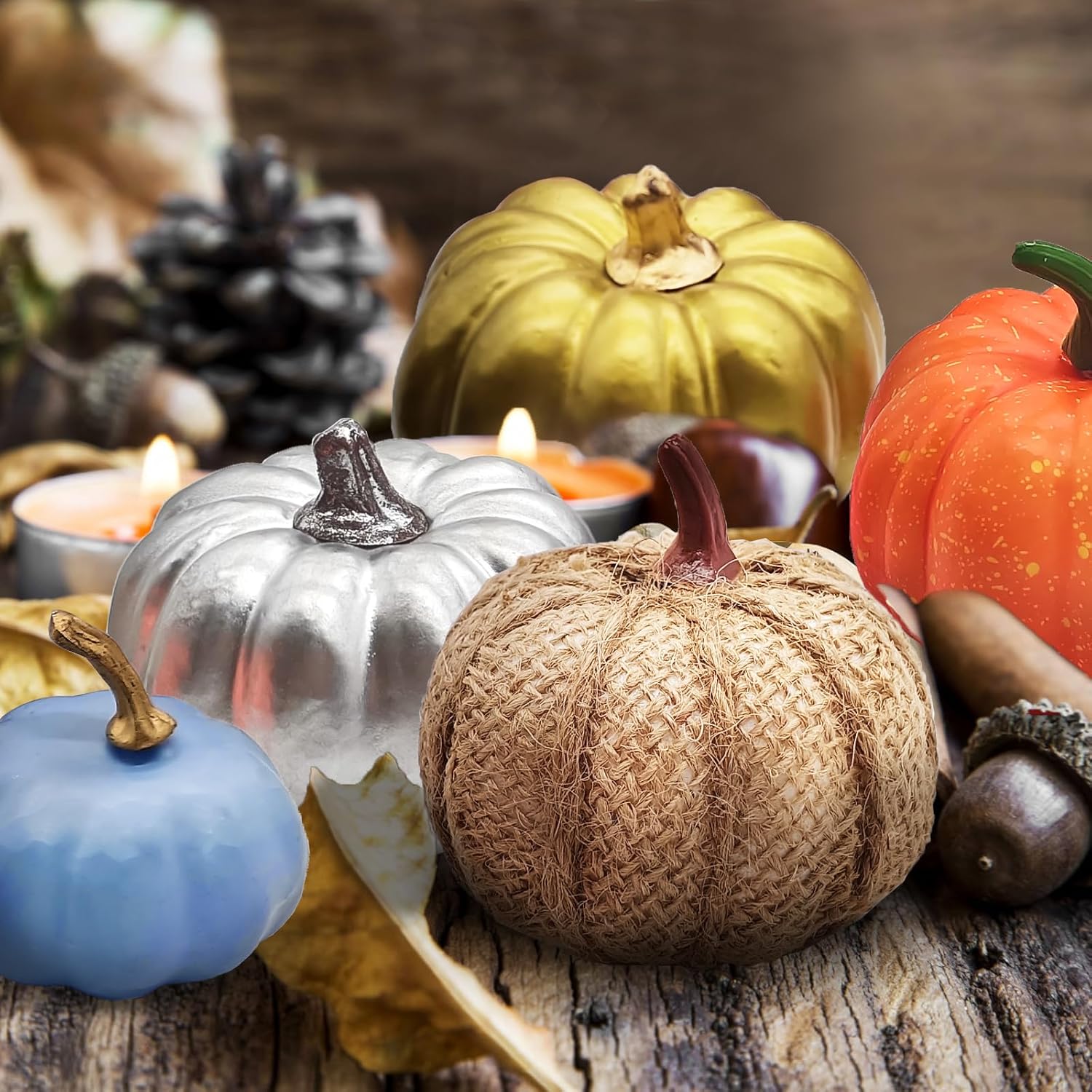 Ueerdand 16 Pc Fall Decor Artificial Pumpkins Set