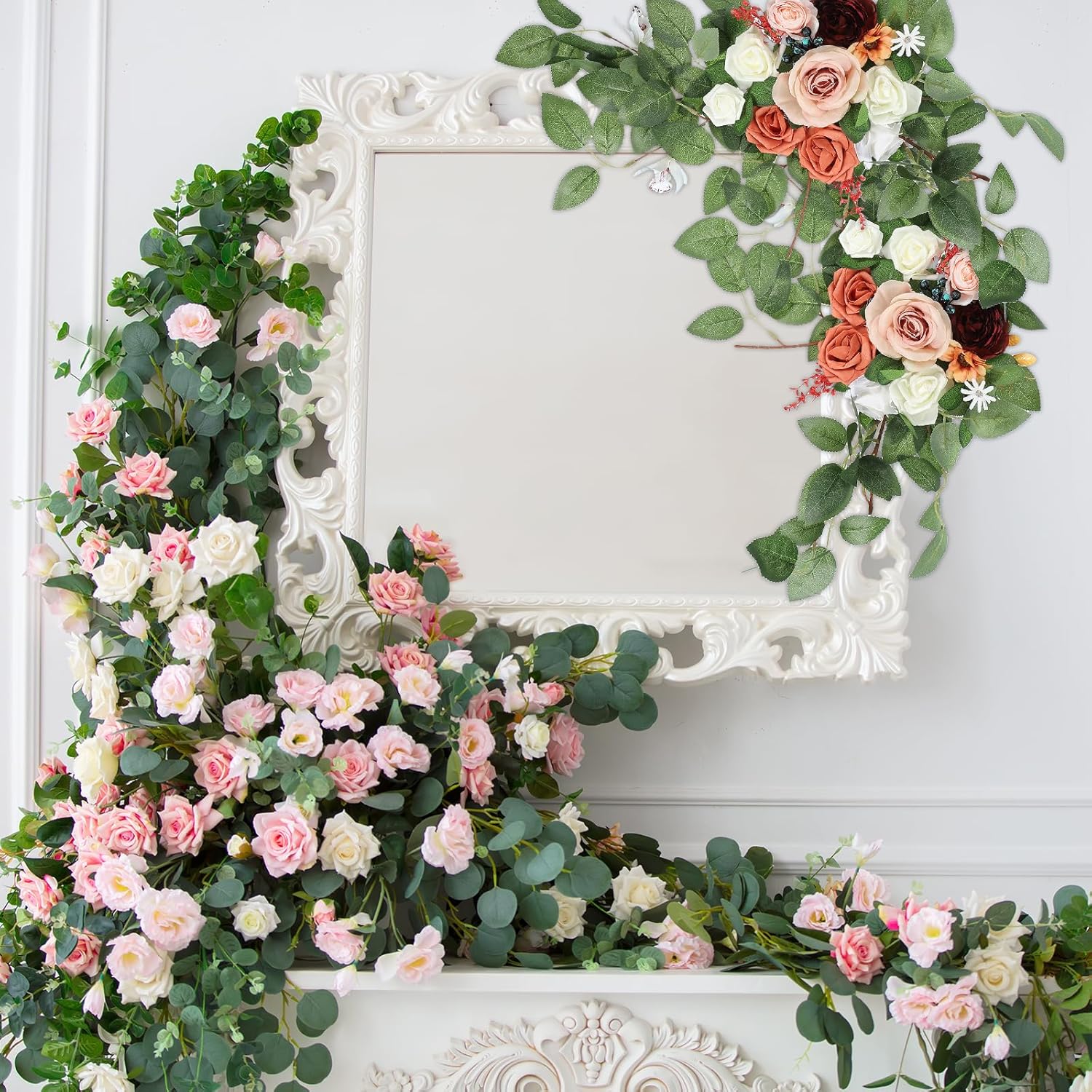 PATIKIL Red Artificial Rose Wedding Arch Flowers 2Pcs