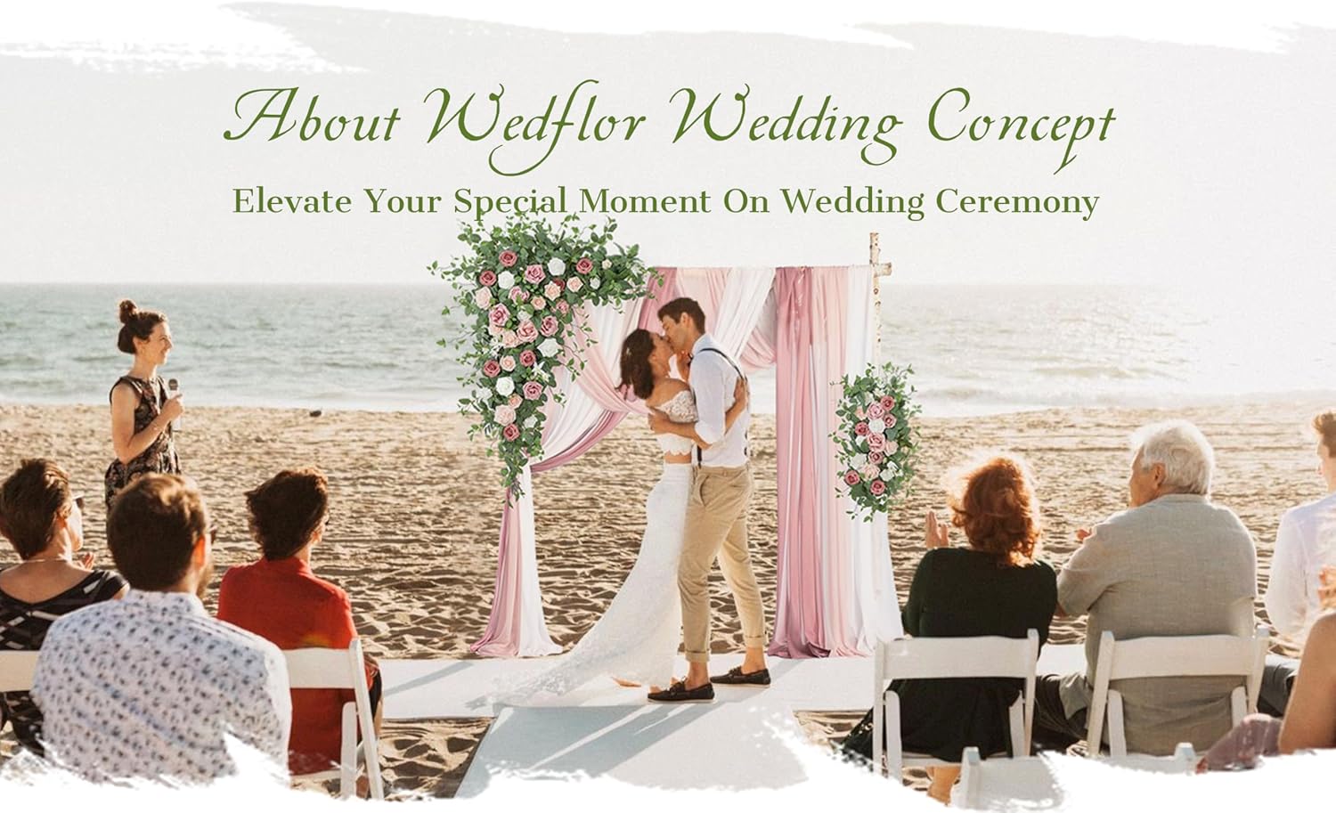 WEDFLOR Wedding Arch Flowers with Drapes Kit Pack of 5